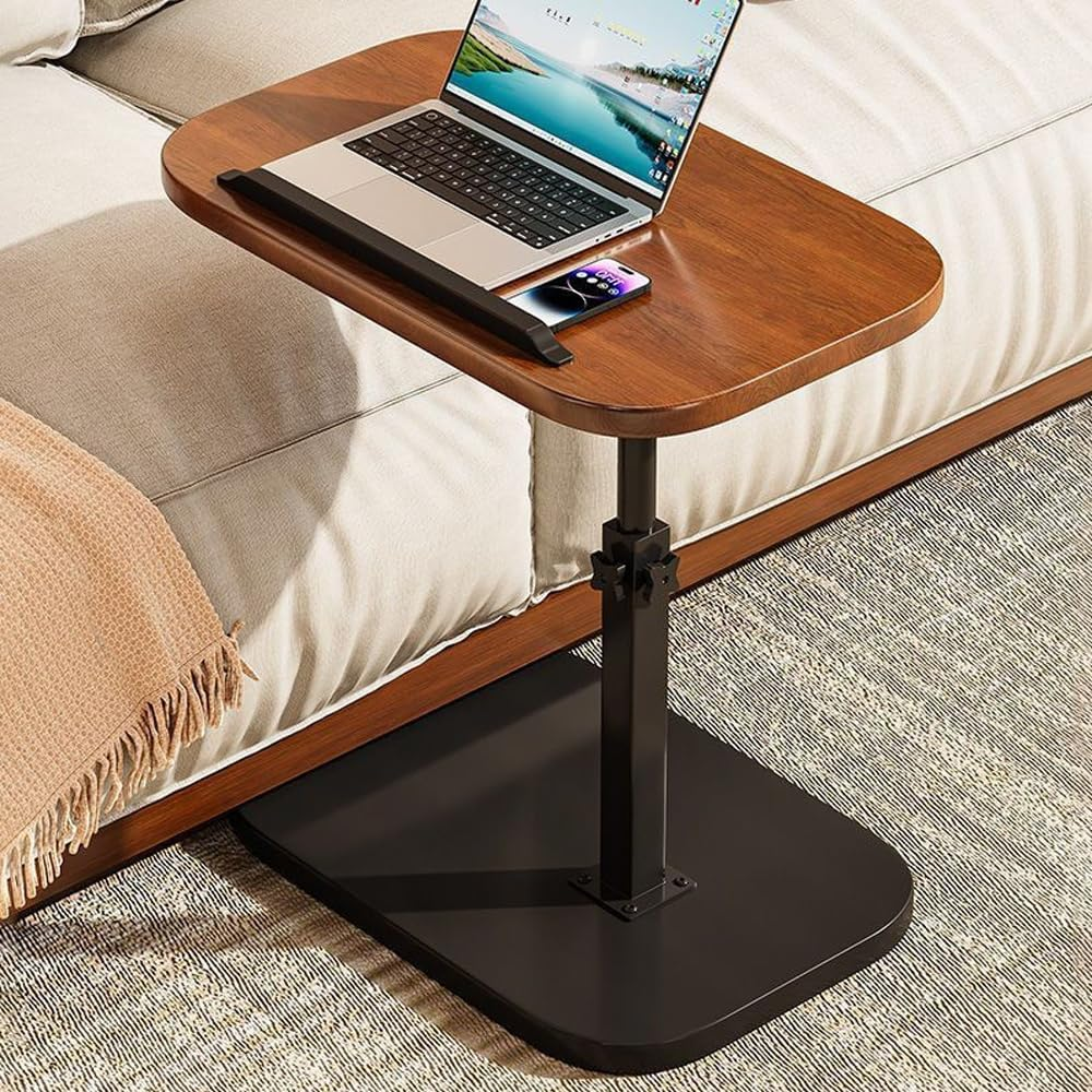 Home Side Tables for Small Spaces，Adjustable by Lifting and Flipping Sofa Side Table Small Coffee Table Anti-Rust Waterproof, End Tables for Living Room Bedroom Balcony Office (Brown) image number 3