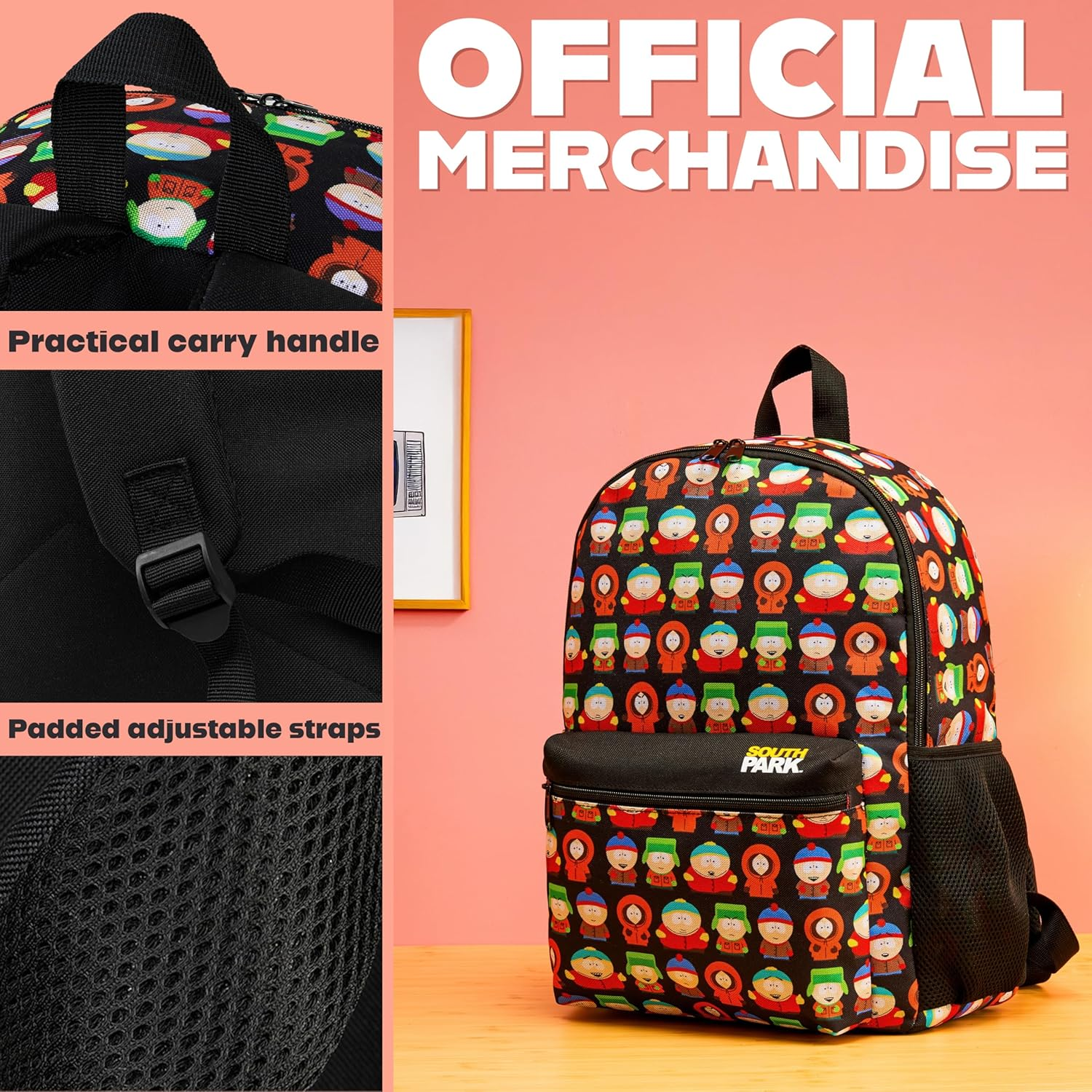 South Park Backpack for Boys Teens Travel Rucksack Gym Mens Work Bag Stan Kenny Eric Daypack for University School Funny Gifts image number 2