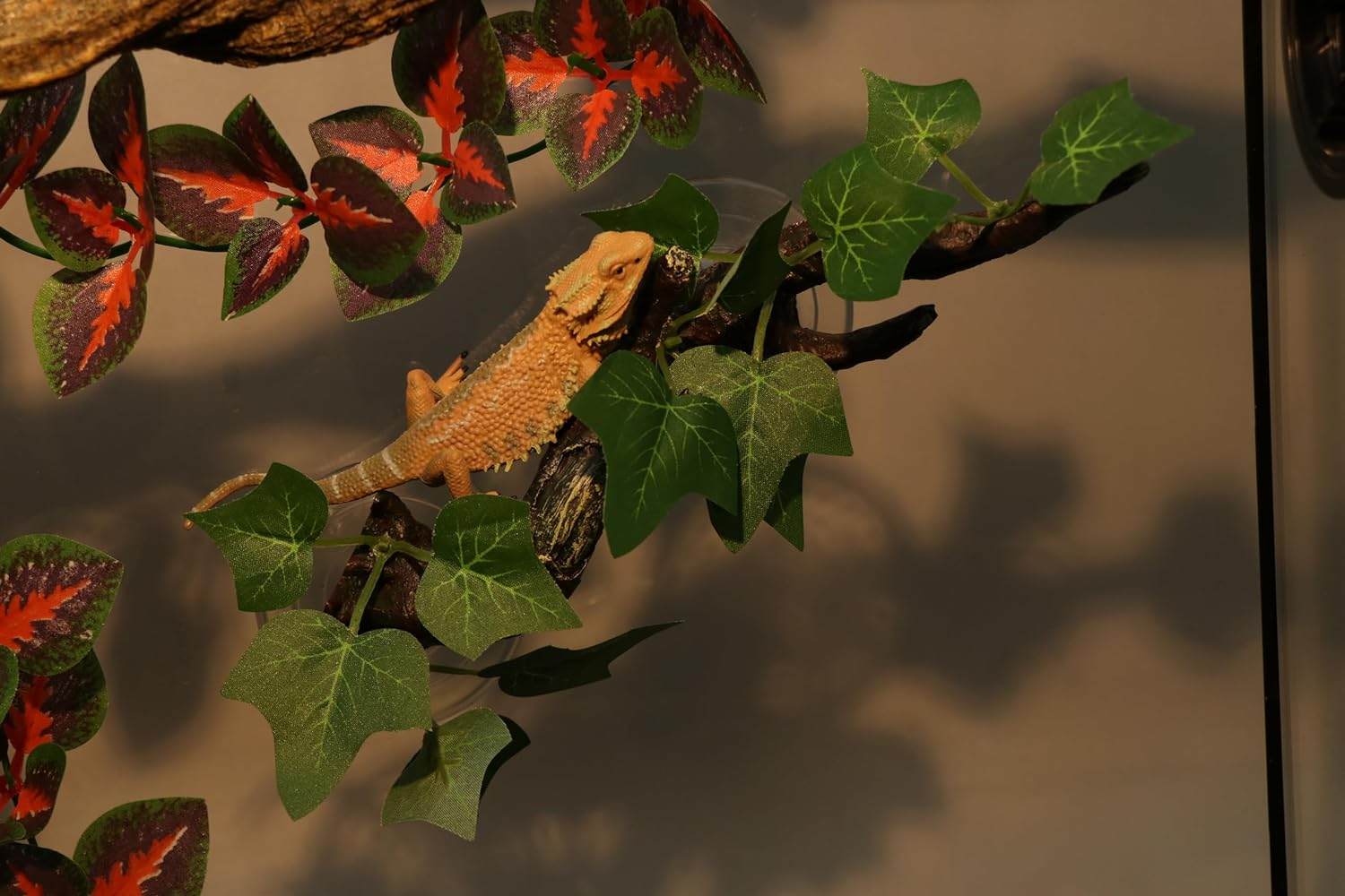 AQUA KT Reptile Corner Branch Terrarium Plant Decoration with Suction Cup for Amphibian Lizard Snake Climbing - Green image number 6