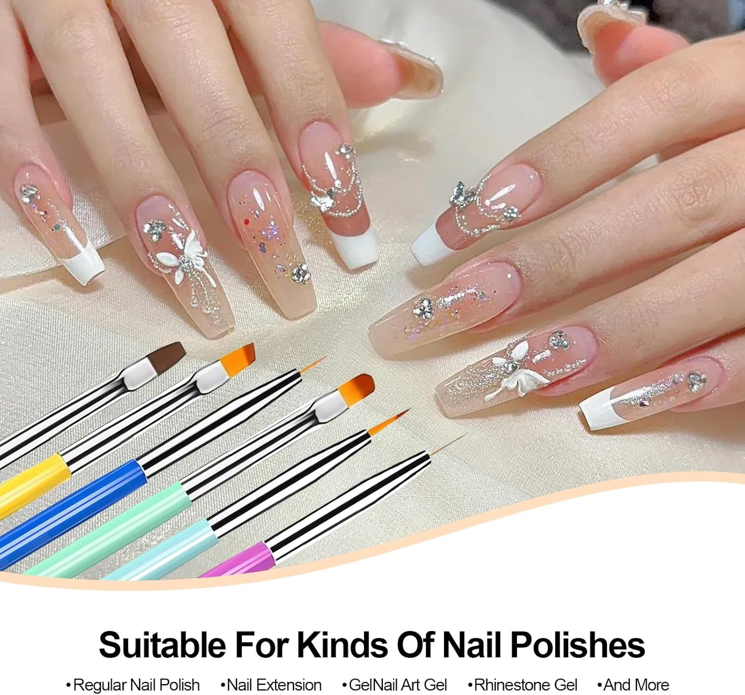 Reayou Nail Art Brushes Set, 6 PCS Manicure Design Pens Painting Tools with Double-Headed Liner Brush Gel Dotting Pen for DIY Pattern Drawing Coloring Nail Extension Home Salon image number 3