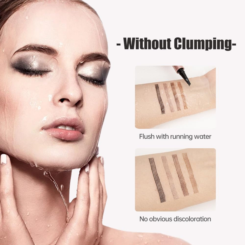 Pack of 2 Magic Microblading Eyebrow Pencil with 4 Micro Fork Tips, Smudge-Proof Eyebrow Colour, Provides Natural Looking, Defined Eyebrows (Light Brown (2 Pieces)) image number 2