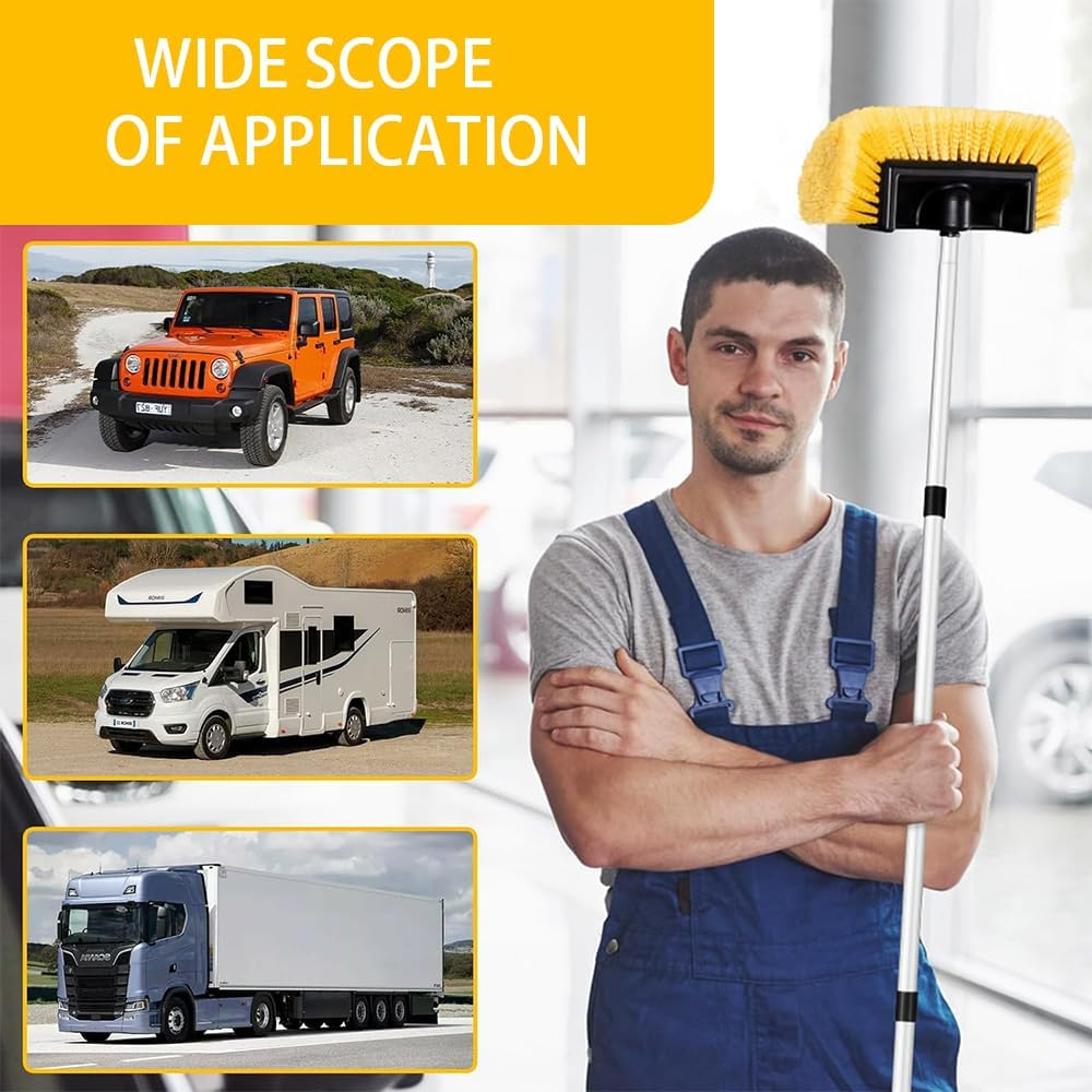 Long Handle Car Wash Brush, Can Be Extended and Disassembled for Easy Washing, Soft Bristle Cleaning Brush, Suitable for Cleaning Cars, Rvs, Boats, House Exteriors, Snow, Floors image number 3