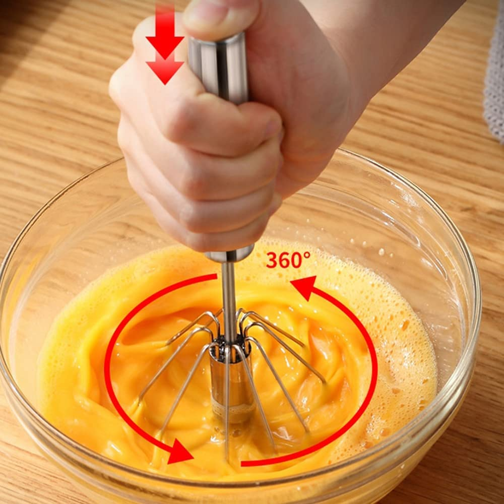 Tongke 2 Pack Stainless Steel Semi-Automatic Egg Whisk, Kitchen Balloon Whisks for Cooking, Blending, Whisking, Beating, Stirring Small image number 3
