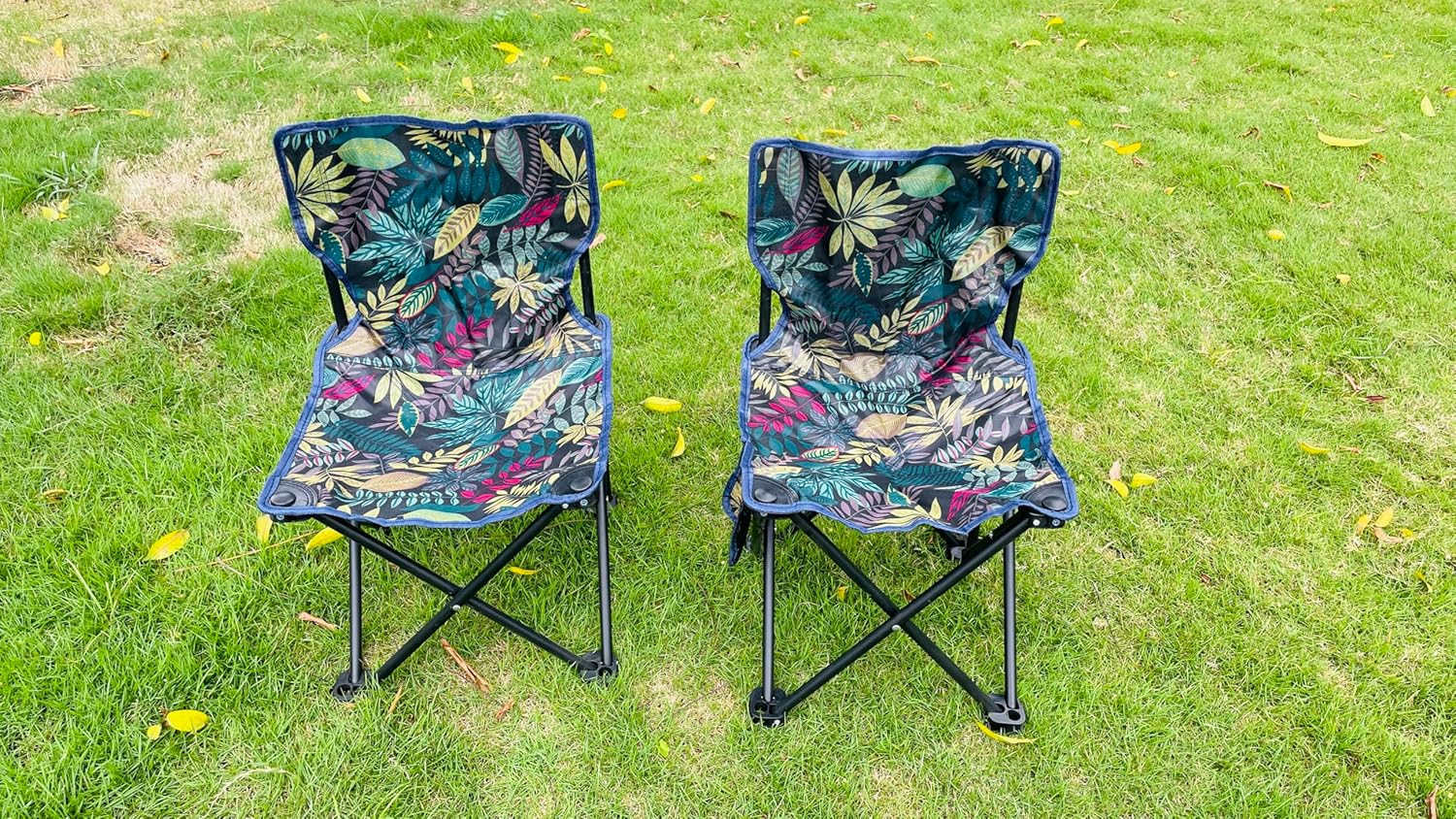 Portable Folding Camping Chair, Tropical Leaf Pattern, 113.4 Kg Capacity, with Carry Bag image number 2