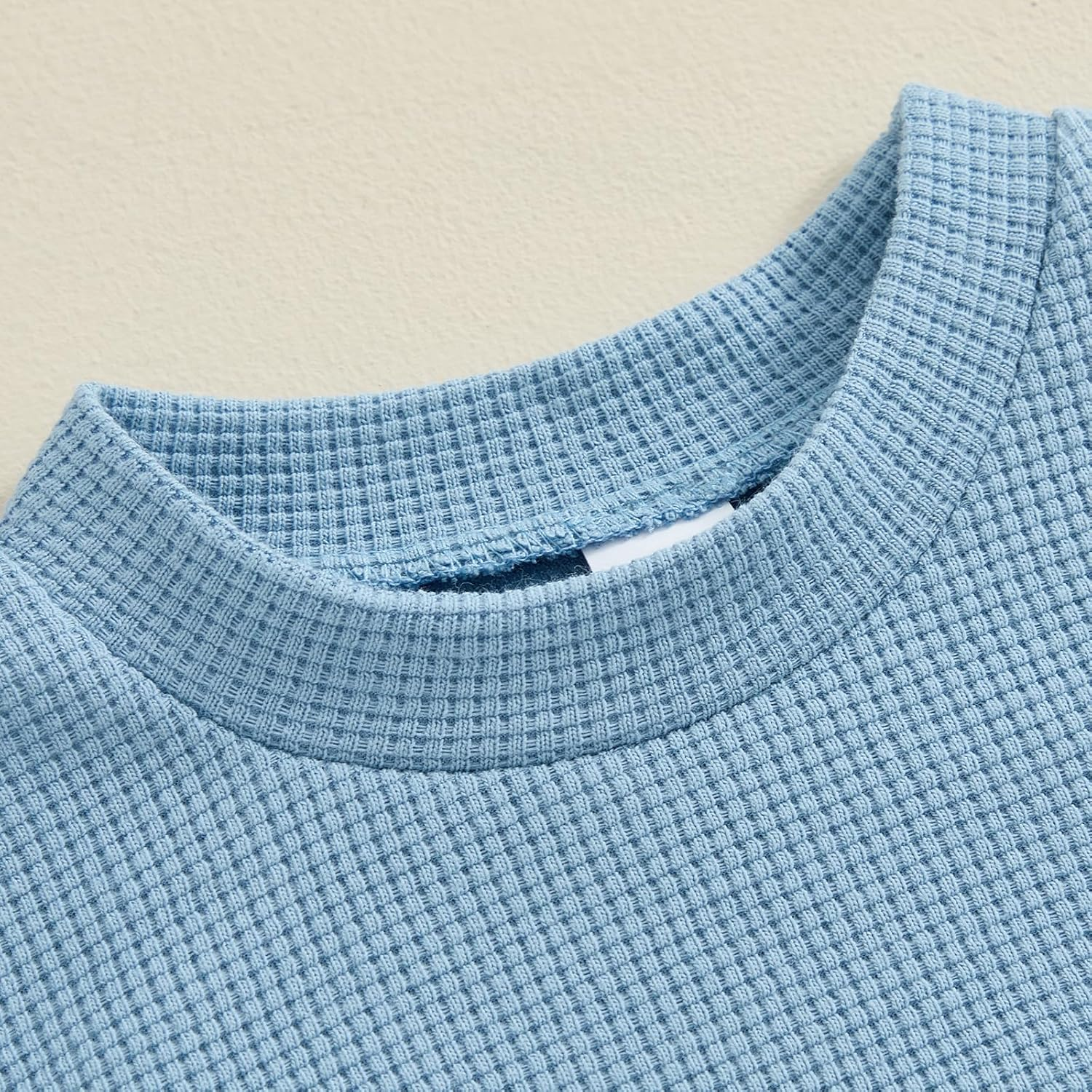 Lamuusaa Toddler Baby Boy Birthday Outfit One/Two Letter Embroidery T-Shirt Jogger Shorts Waffle Summer Clothes image number 2