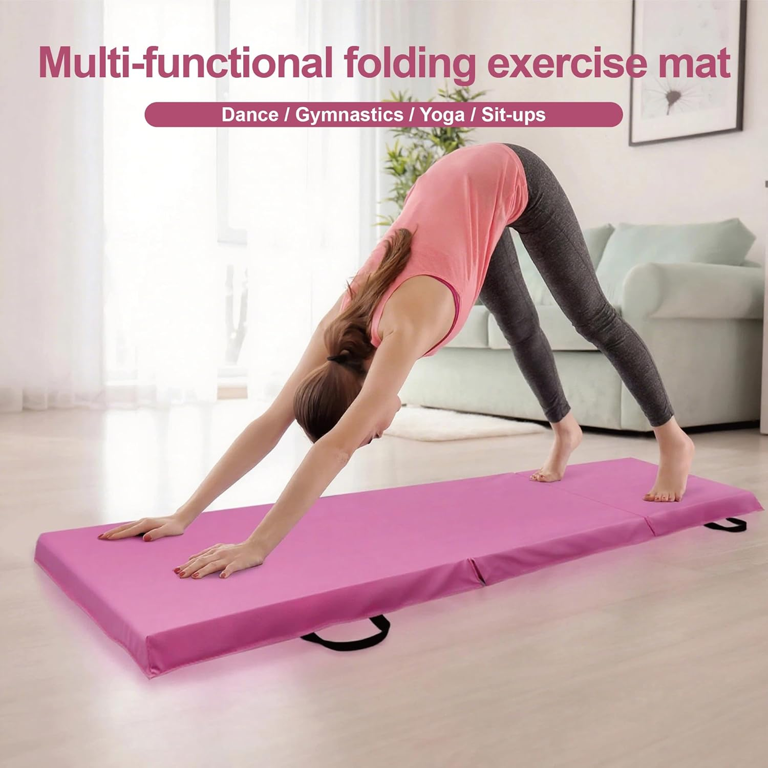 FITNESS MASTER Folding Exercise Floor Mat Dance Yoga Gymnastics Training Home PU image number 6