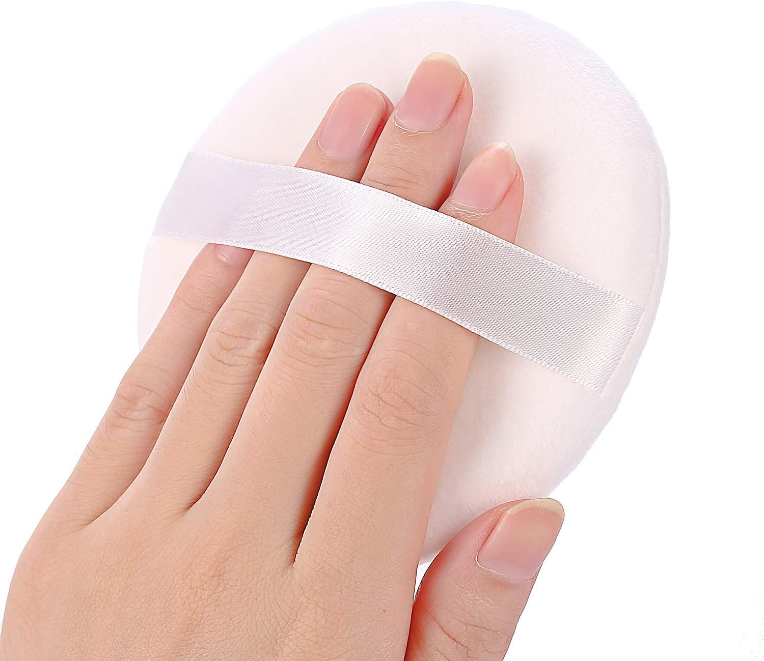 WSYUB Ultra Soft Large Velour Body Powder Puff, 4.13 Inch, 4Pcs, White, Round