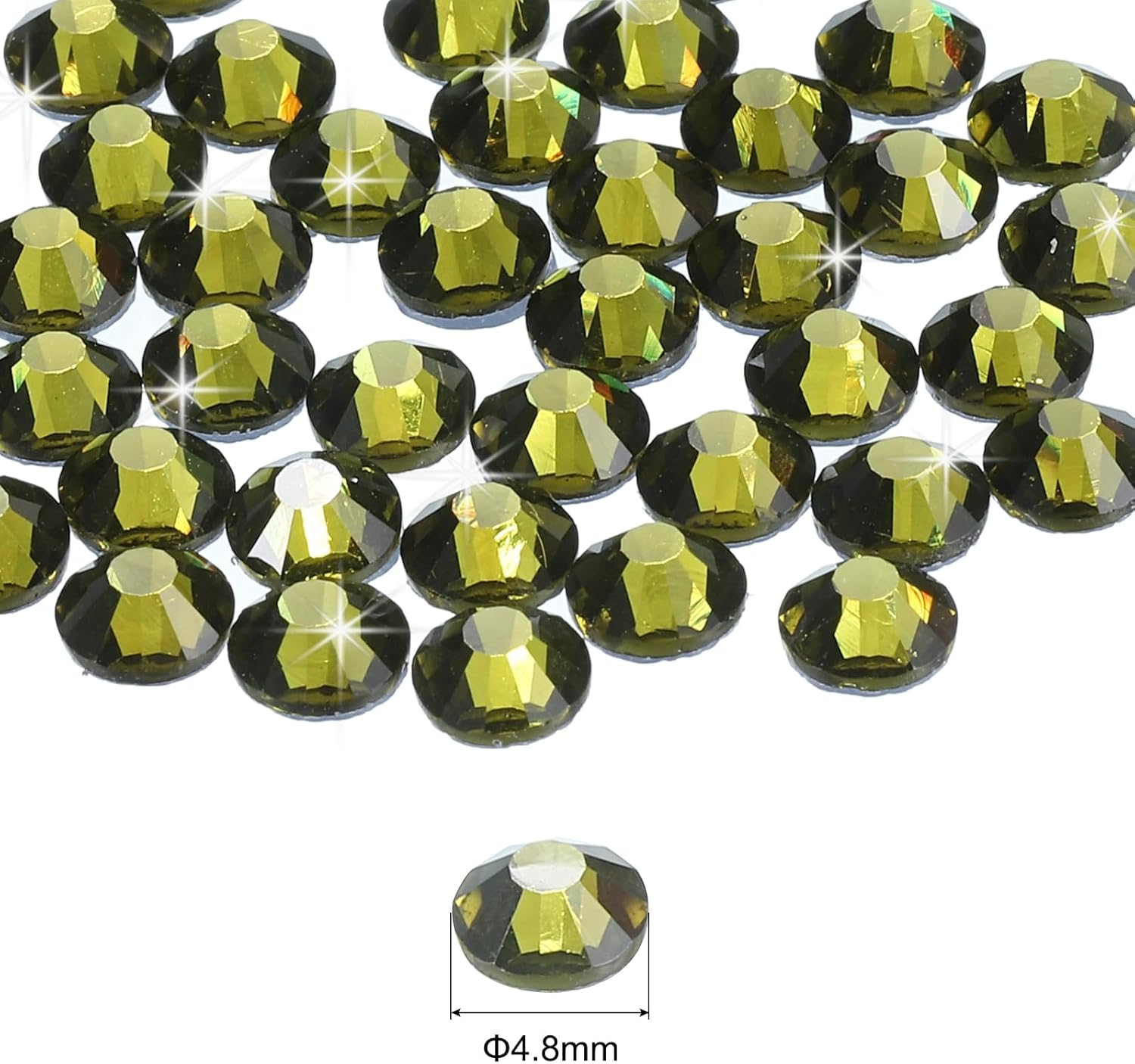 Sourcing Map 1440 Pcs Rhinestones Flatback Crystal Glass Gems for Crafts Clothes DIY Decoration(Ss20 4.8Mm,Olive Green) image number 6