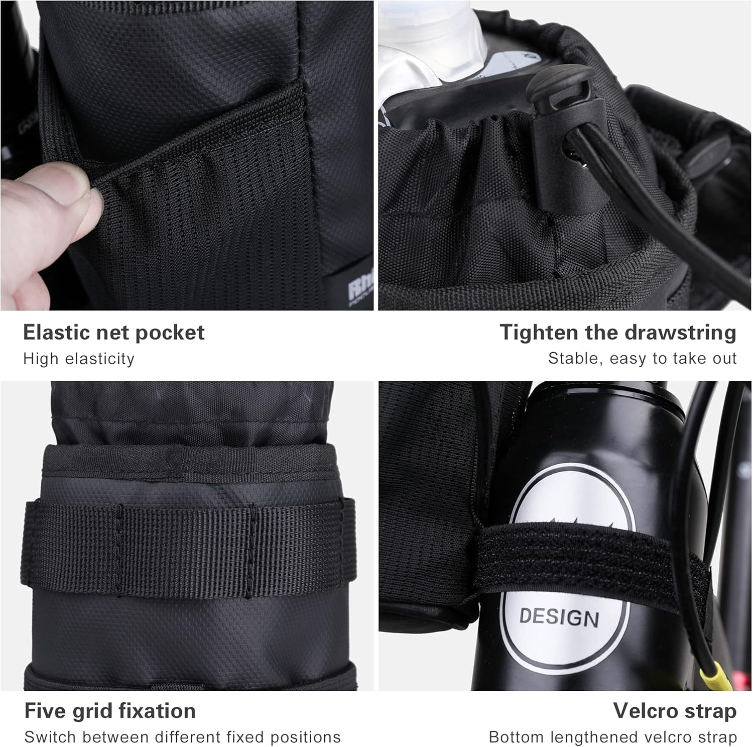 Rhinowalk Bike Handlebar Water Bottle Bag Drink Cup Holder Bicycle Front Insulated Stem Bag image number 3