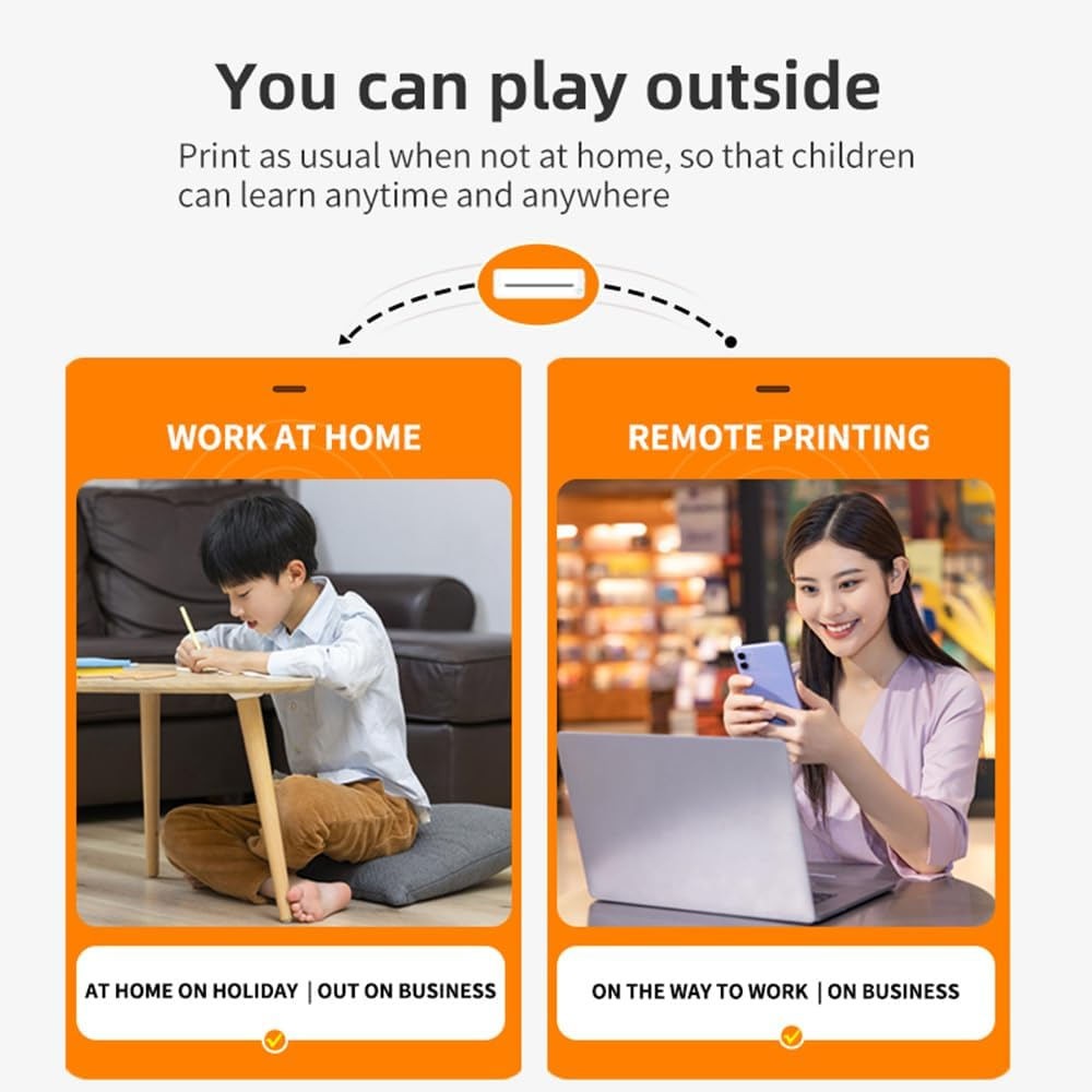 A4 Portable Paper Printer Thermal Printing Wireless BT Connect Compatible with Ios and Android Mobile Photo Printer Support 210Mm Wide for Outdoor Travel Home Office Printing Sketches Reports White image number 5