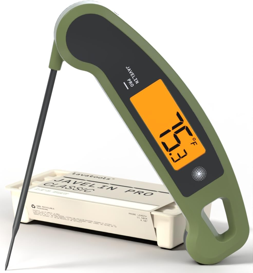 Lavatools PX1D Javelin PRO Duo Ultra Fast Professional Digital Instant Read Meat Thermometer for Grill and Cooking, 11.5Cm Probe, Auto-Rotating Backlit Display, Splash Resistant &ndash; Sambal