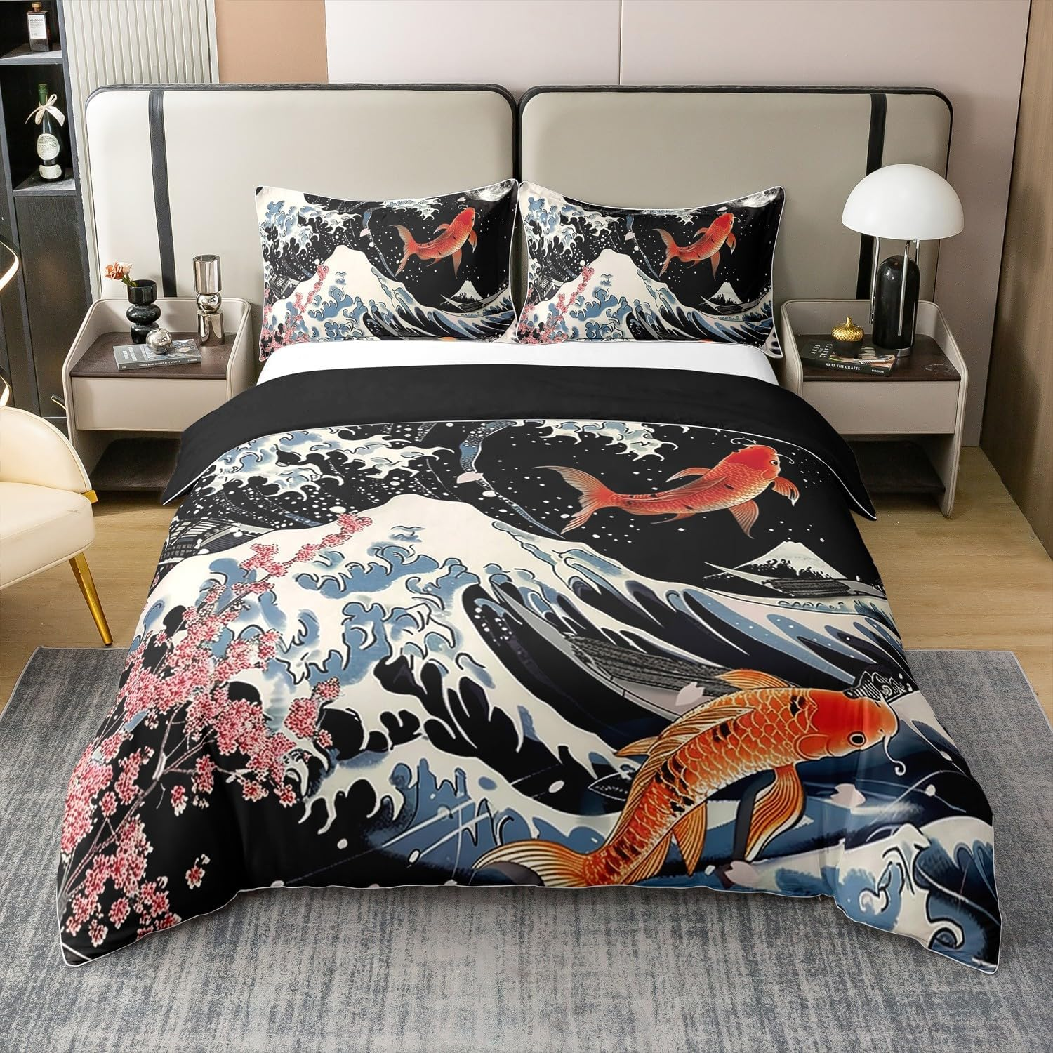 3D Dragon 100% Cotton Duvet Cover, 135 X 200 Cm, Decor, Magic Fantasy Animal Bed Linen Set for Children, Teens, Adults, Japanese Floral Comforter Cover, Dreamlike Galaxy Sky Bed Set with 1 Pillowcase