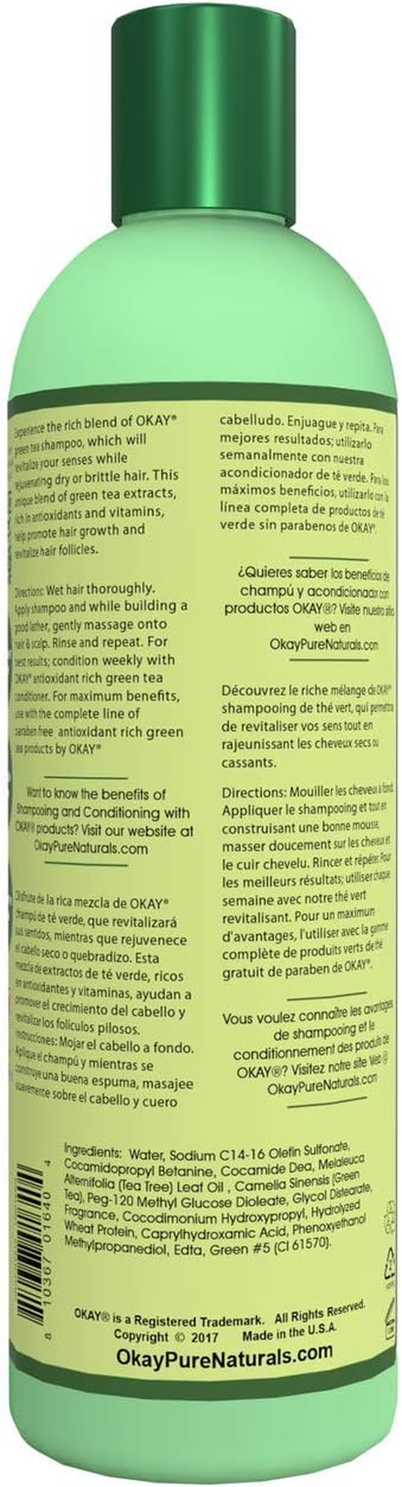 Okay Green Tea Nourishing Antioxidant Rich Shampoo, 12 Ounce image number 4