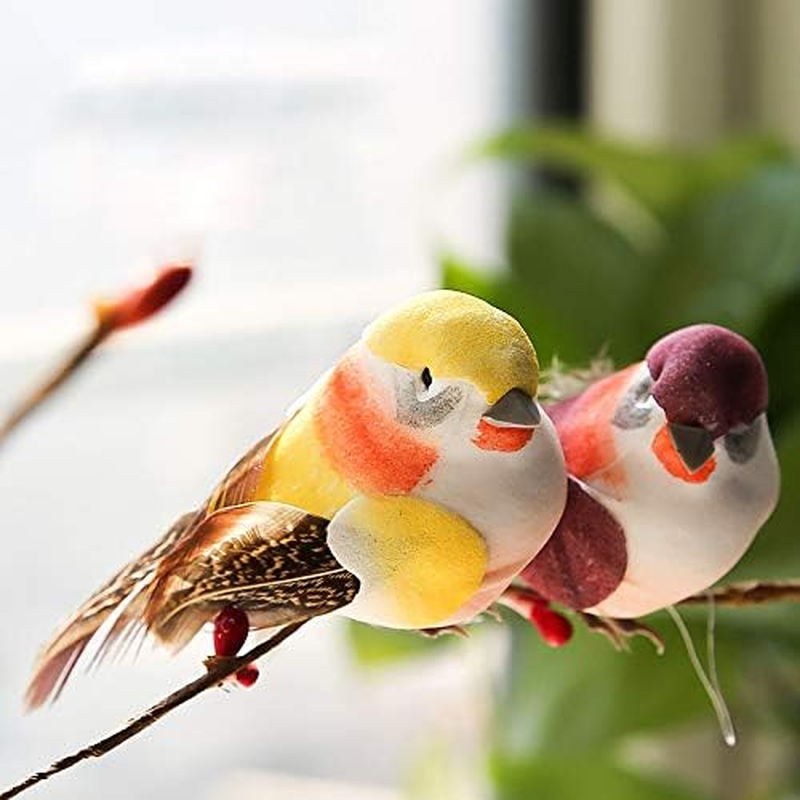 Creepyparty Artificial Birds on Clips Decorative Little Birds Feather Foam Birds Christmas Tree Decoration Craft Bird Ornaments Colorful (12 Pieces) image number 4