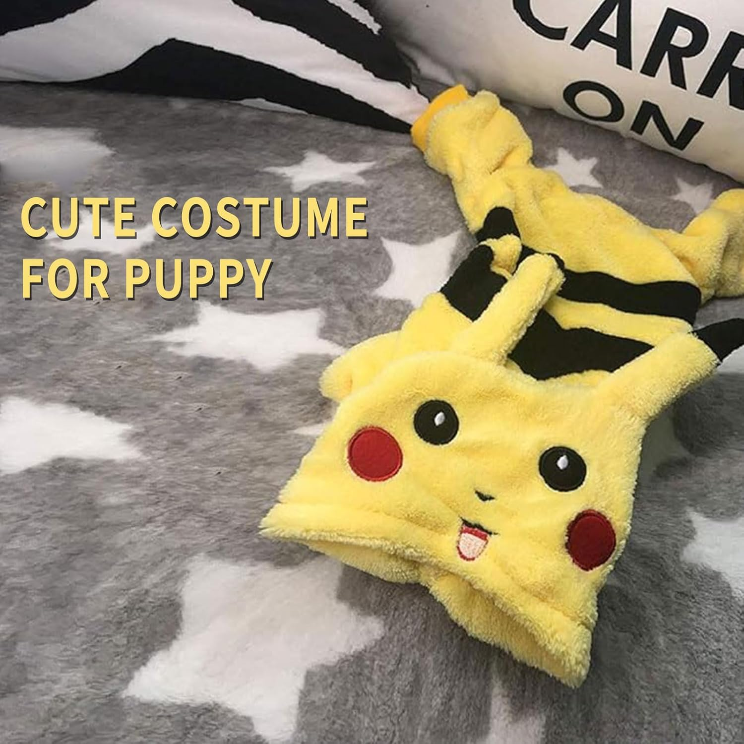 Cute Soft Dog Costume Flannel Dog Coat Picachu Lovely Warm Dog Clothes for Winter image number 5
