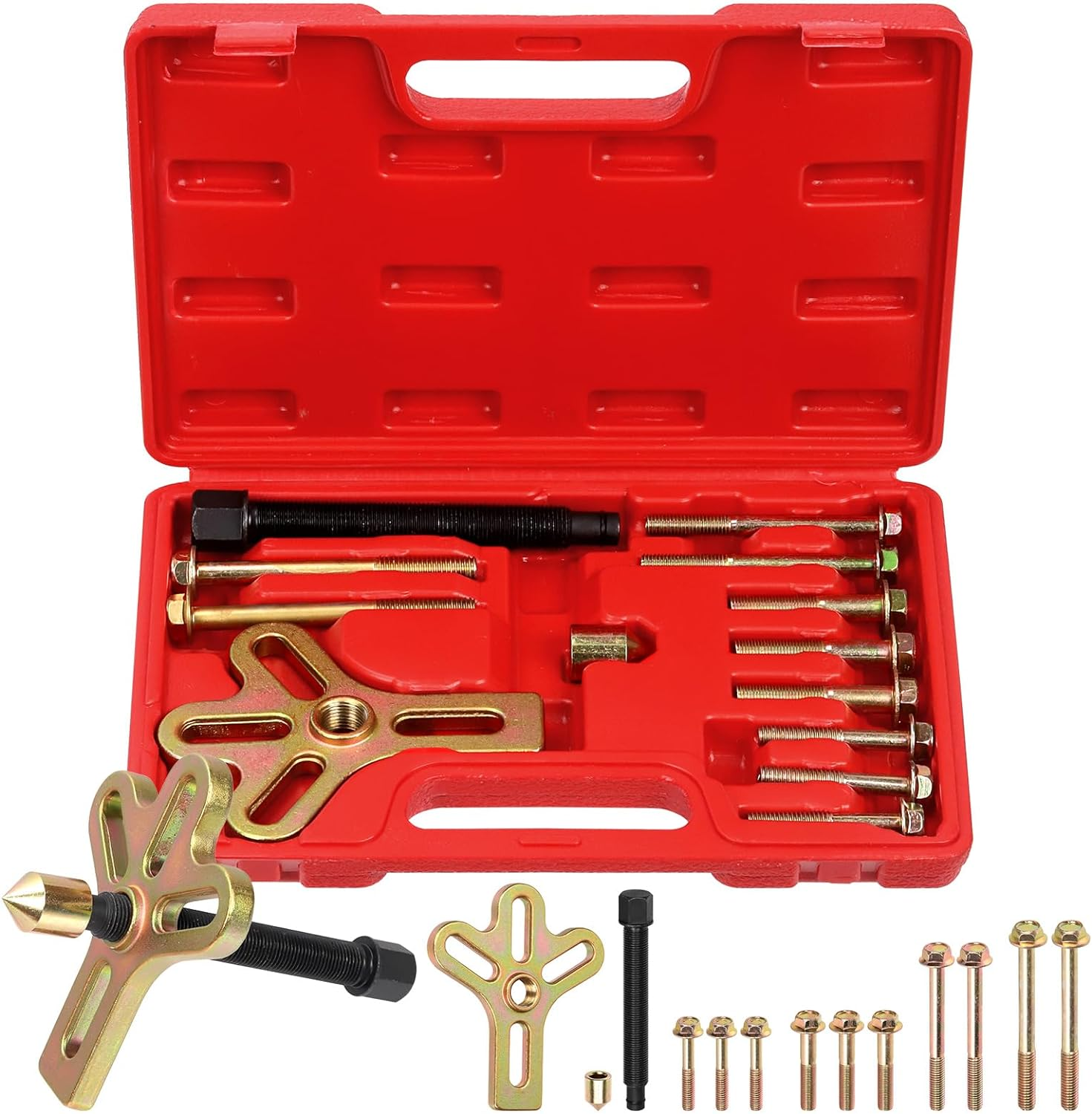 Glarks 13Pcs Harmonic Balancer Steering Wheel Puller Kit Power Steering Pulley Puller Installer Tool Set Crankshaft Pulleys and Gears for Car Pickup SUV image number 2