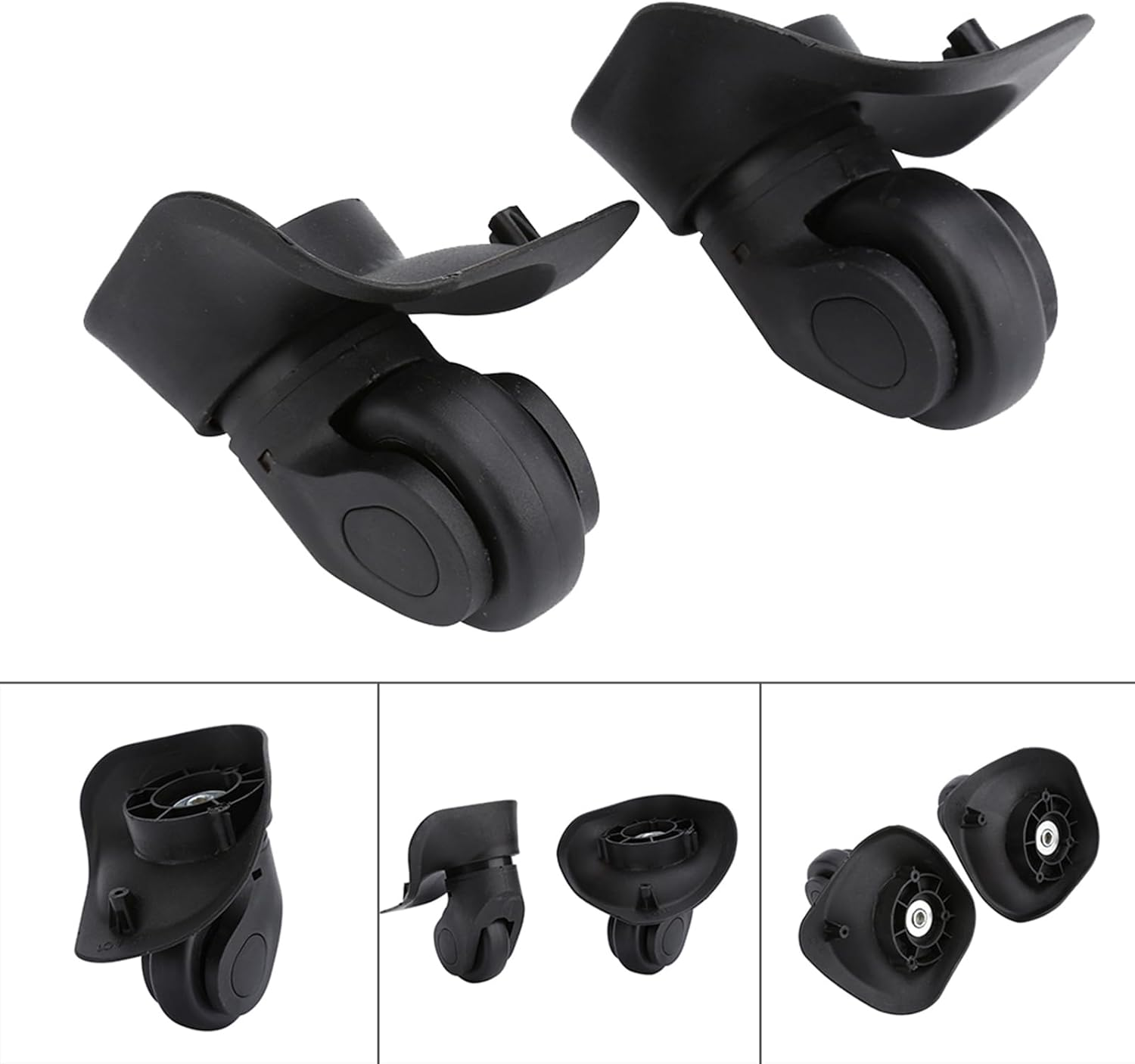 2Pcs PVC Luggage Wheels,Single Roller Double Bearing Luggage Wheels Replacement for Suitcase Accessory Mountaineering Camping Supplies image number 4