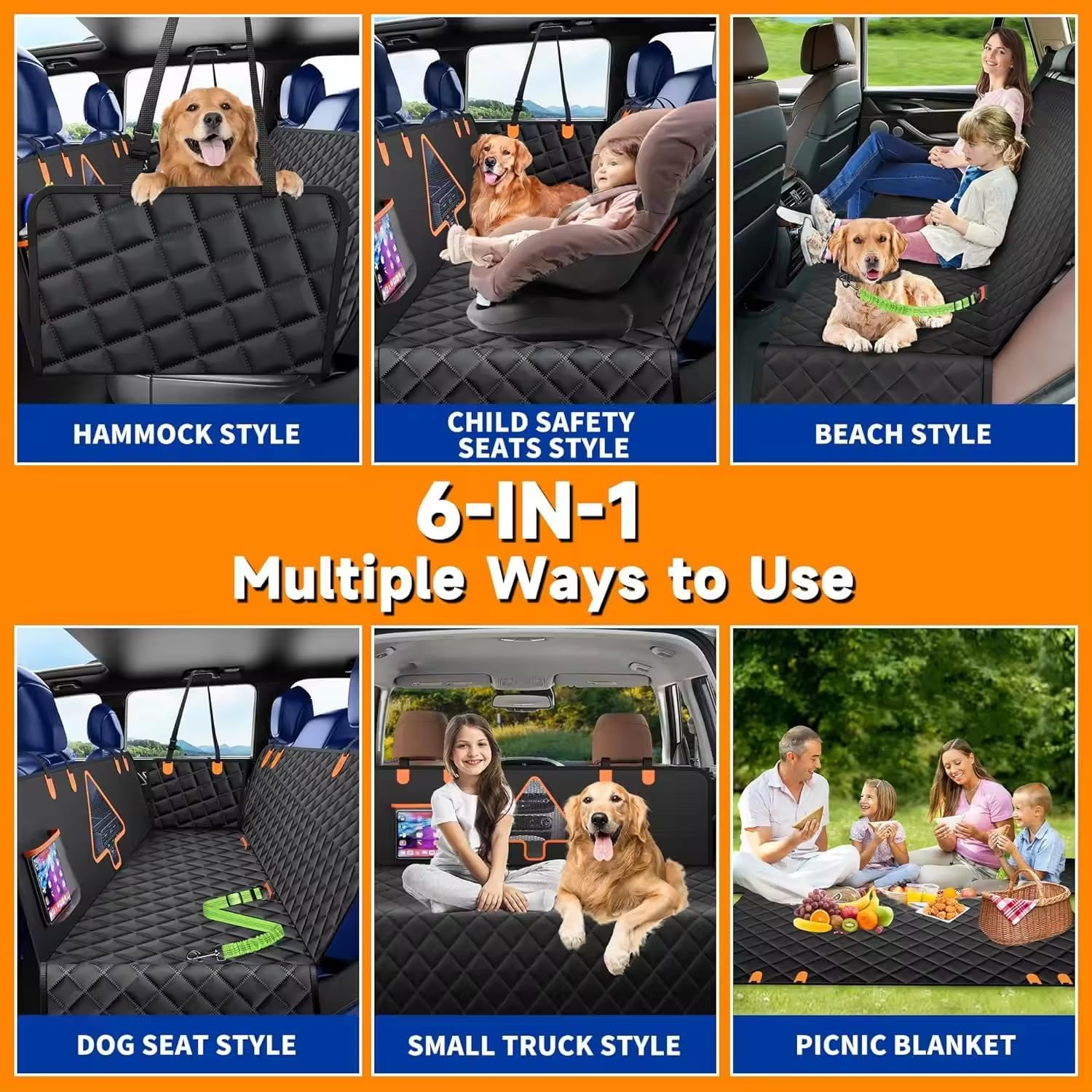 Dog Seat Cover for Dogs, Large Space Dog Car Seat Cover for Backseat, Waterproof Pet Seat Cover Dog Hammock with Mesh Window for Cars, Suvs, Trucks image number 4