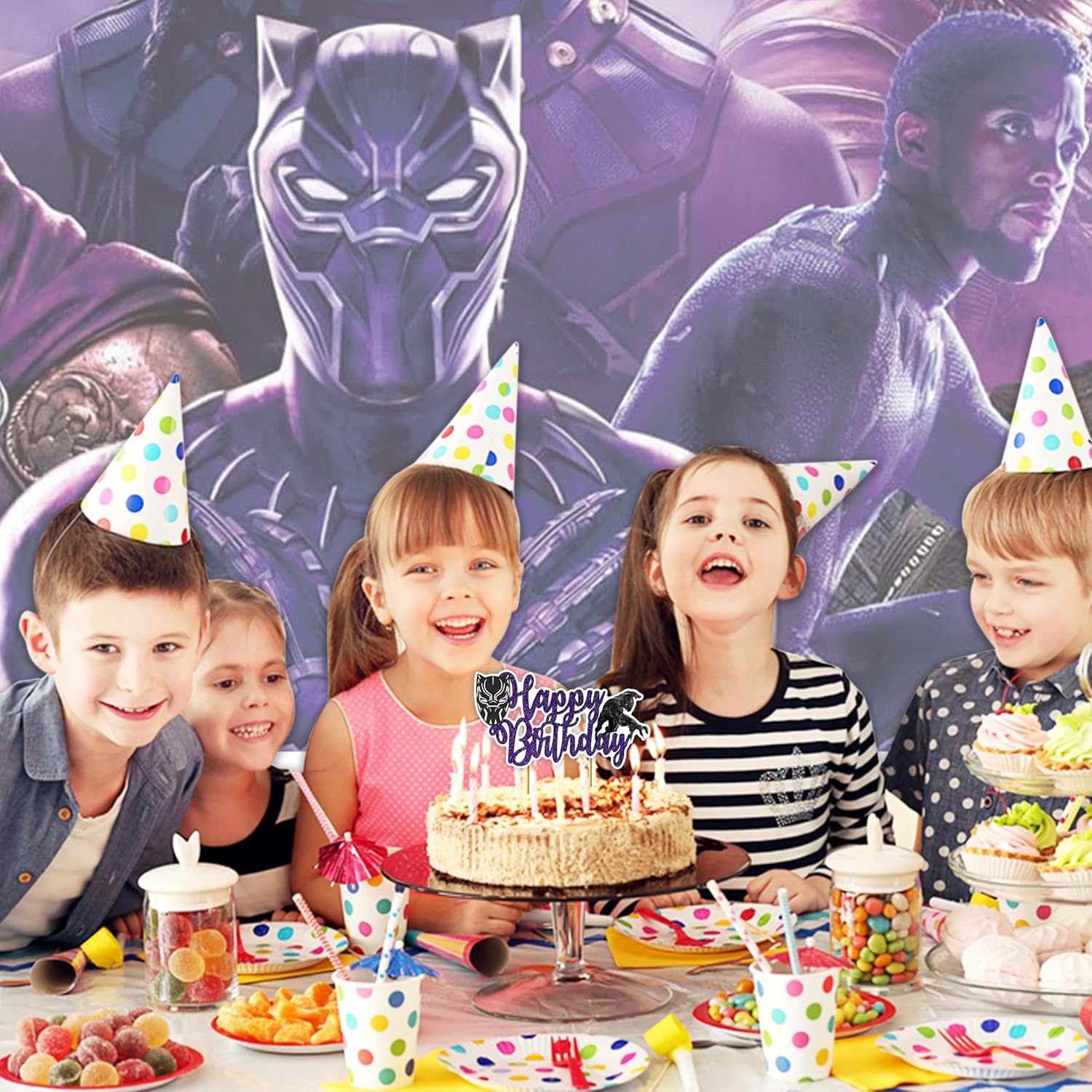 Blck Pnthr Happy Birthday Cake Topper | Black Panther Theme &ndash; Birthday Party Decoration &ndash; Durable & Easy to Use &ndash; Perfect for Celebrations