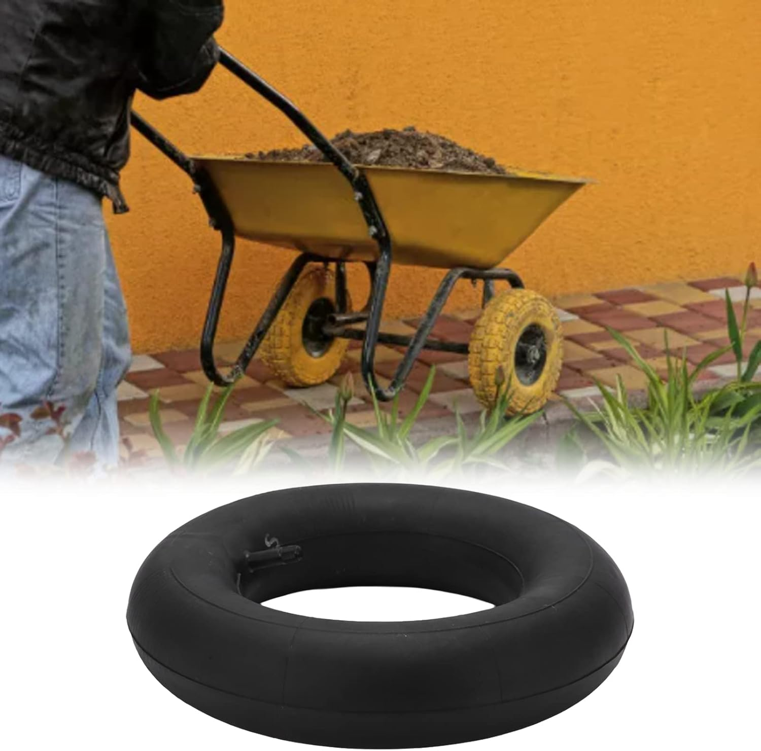 3.50/4.00‑6 Inner Tube with Straight Valve, Rubber Lawn Mower Tire Tubes, Replacement Inner Tube for Wheelbarrows, Mowers, Hand Trucks and Yard Trail Car image number 1