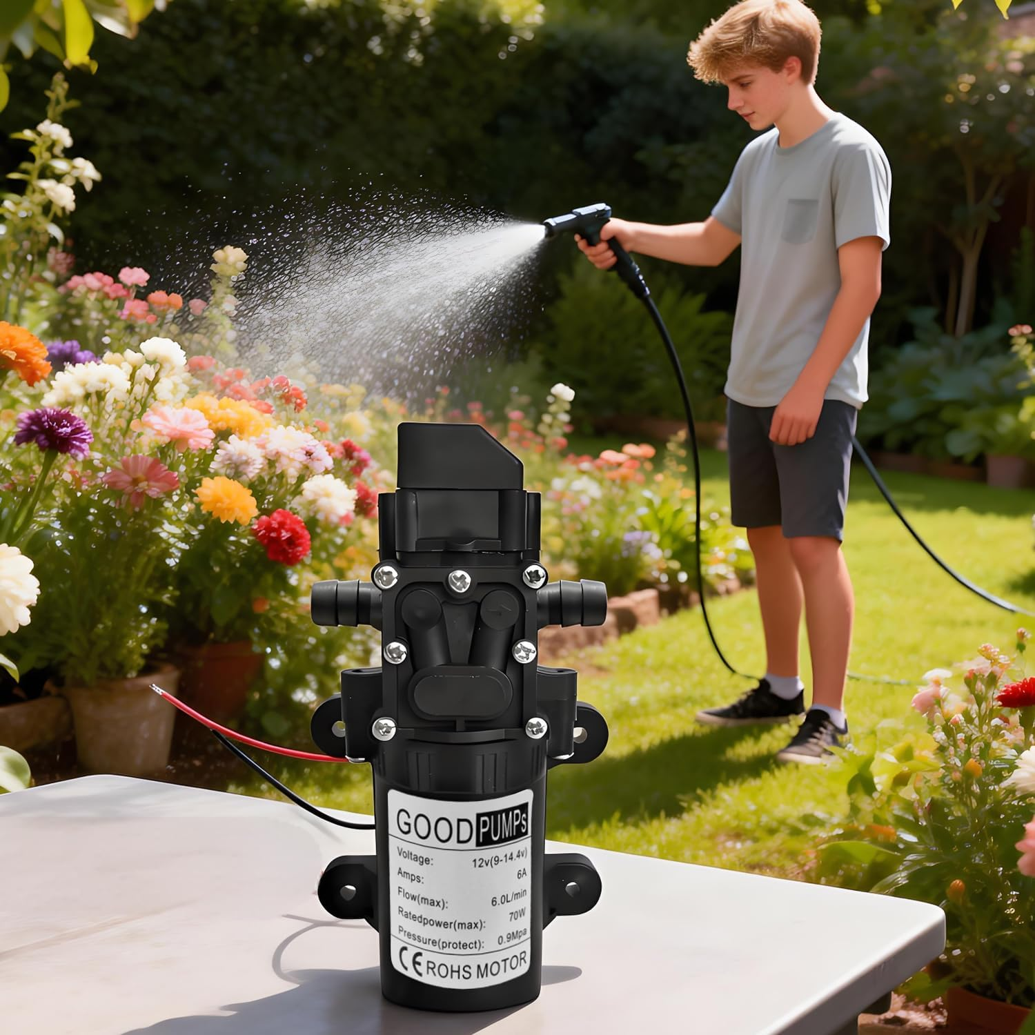 Yotsuba 12V Water Pump 6L/Min 70W 130PSI Pressure Self-Priming Caravan Camping Boat