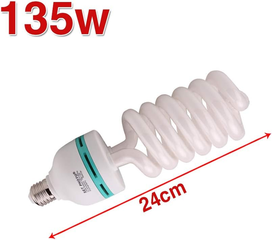 Abeststudio Photography Light Bulb 2X 135W 5500K Fluorescent Bulb Softbox Bulb in E27/26 Socket for Photography Soft Box Video Studio Lighting