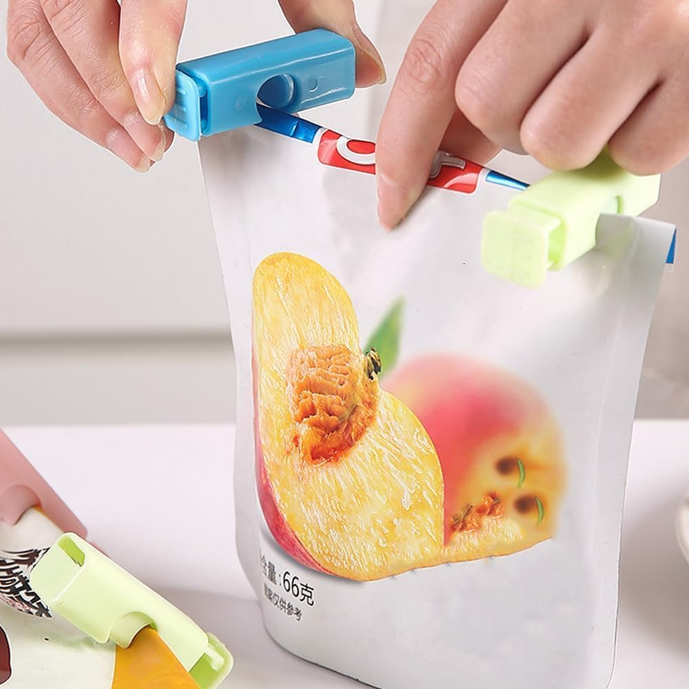 Squeeze Bread Bag Clips, Food Bag Cinch Clips, Easy Squeeze Lock, Set of 12 image number 3