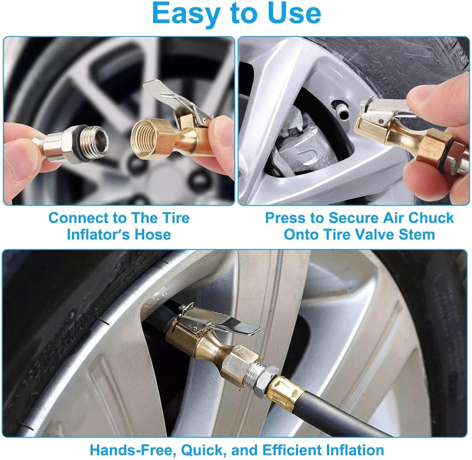 Deflateable Air Chuck Locking Presta Air Chuck for Bike Tires, 1/4" NPT Lock on Thread image number 1