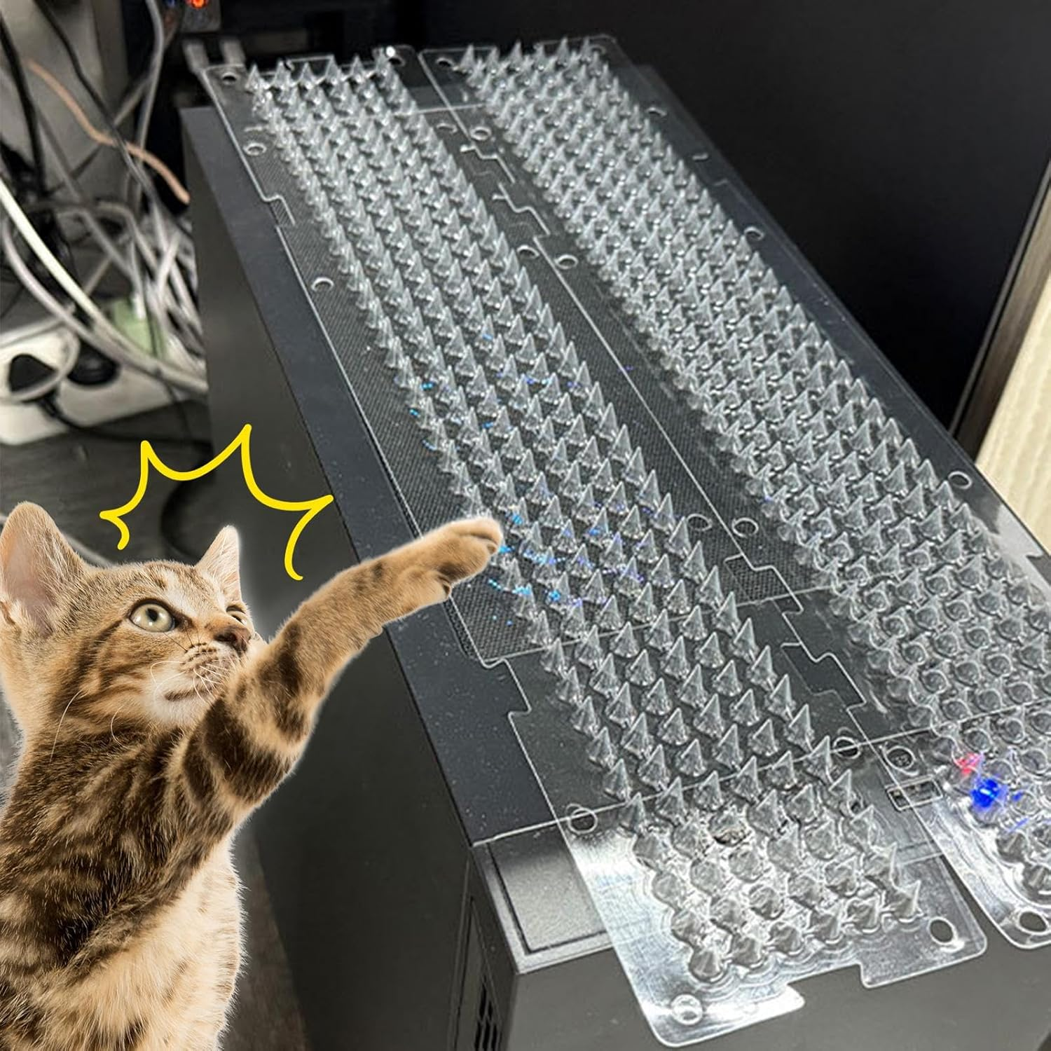 Cat Repeller Mat - anti Cat Scat Training Matting for Scratch Prevention, Heavy Duty Pet Pads with Spikes for Indoor Furniture, Garden Plants, Wall Protection, 16.54X3.15X0.39 Inches image number 6