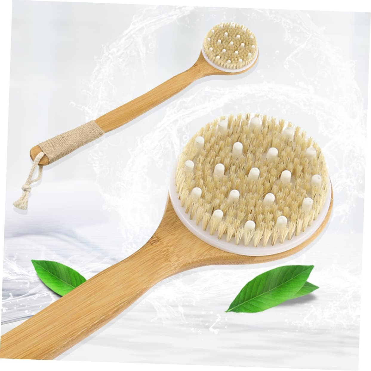Minkissy Bamboo Handle Bathing Brush Ppr Soft Beads Back Scrubber for Shower Exfoliation S image number 4