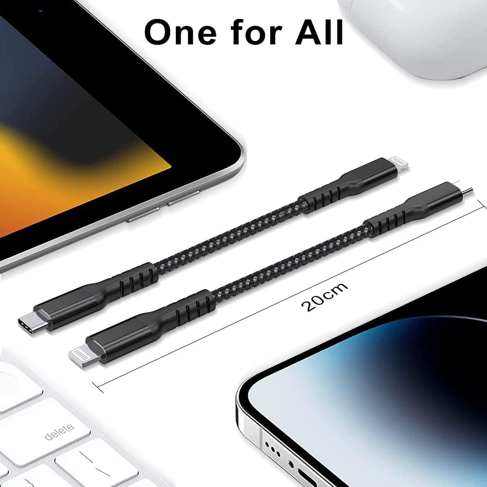 AHGEIIY Iphone Fast Charger USB C to Lightning Cable [2Pack, 0.2M], Apple Mfi Certified USB C to Lightning PD 20W Fast Charging Cable for Iphone 14 Pro Max/14 Plus/13/12/11 Mini, Ipad 9, Airpods Pro image number 3