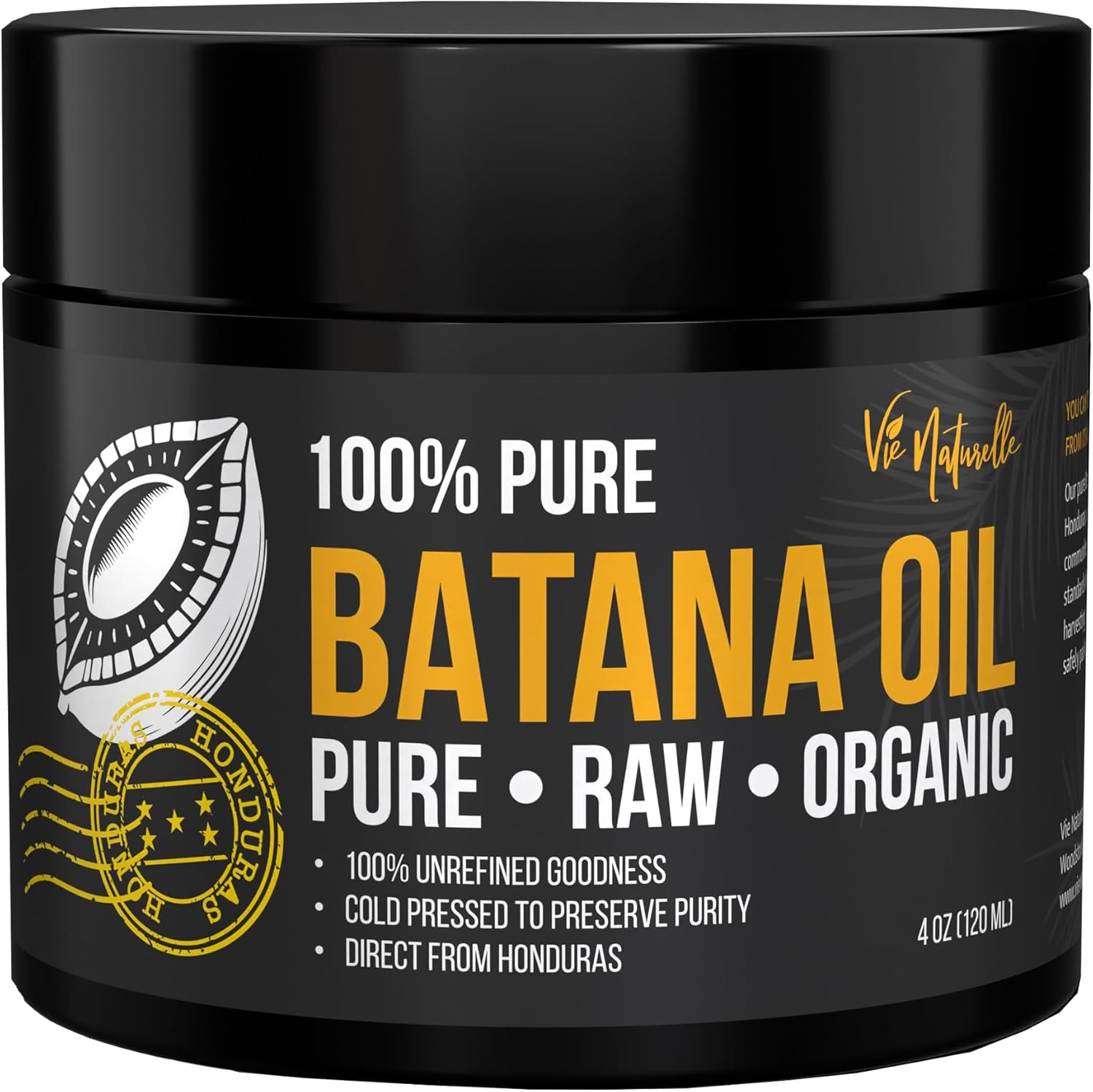 Vie Naturelle 100% Pure Batana Oil for Hair Growth from Honduras &ndash; Organic Raw Unrefined &ndash; Natural Moisturizer for Skin & Hair &ndash; Traditionally Cold-Pressed from Honduran Palm Nut - 04 Oz image number 5