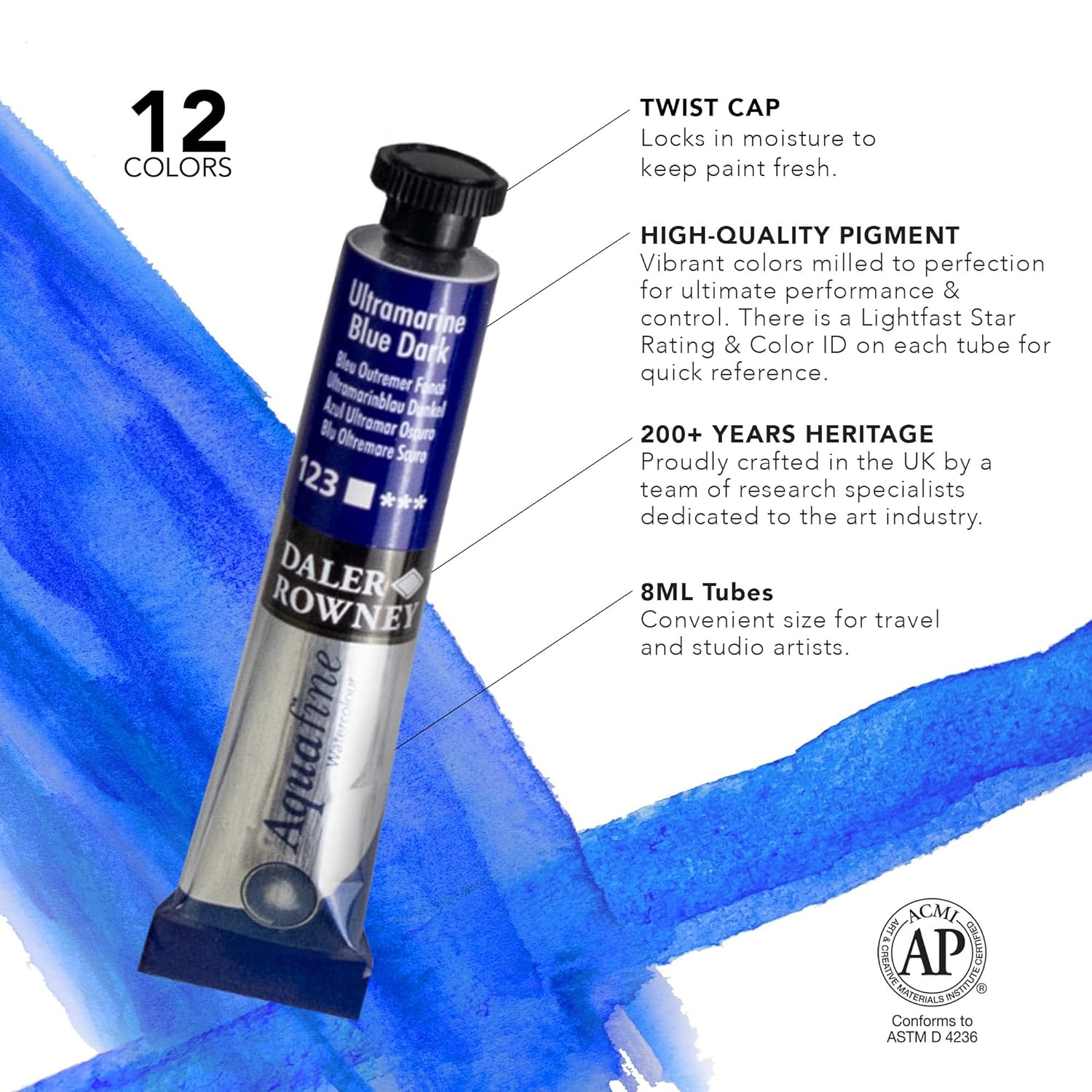 Daler Rowney Aquafine Watercolor Introduction Set, 8 Ml (12 Pieces) image number 3