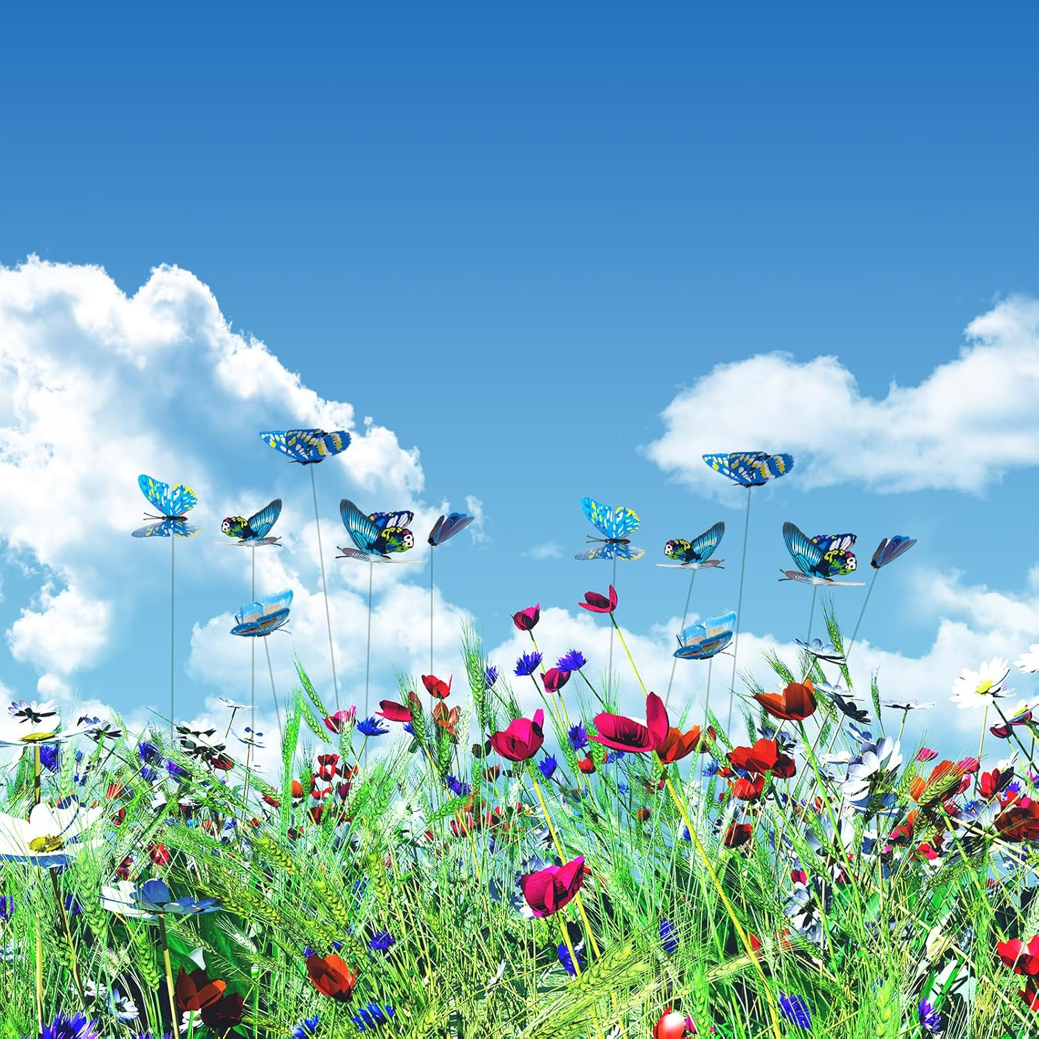 TEAONE Waterproof Butterflies Decoration, 30 PCS Garden Butterfly Sticks for Fence, Yard, Lawn, Patio (25 X 7Cm) image number 4