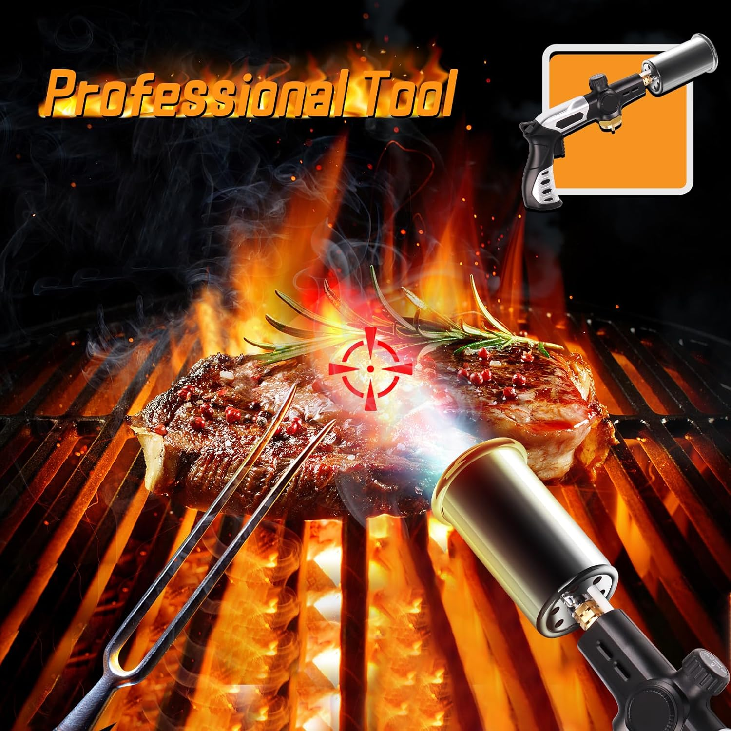 Powerful Cooking Torch with Adapter - Professional Propane & Butane Grilling Torch for Sous Vide, Searing Steak, Outdoor Charcoal Starter, BBQ Tool Culinary Torch (Propane Tank Not Included) image number 1