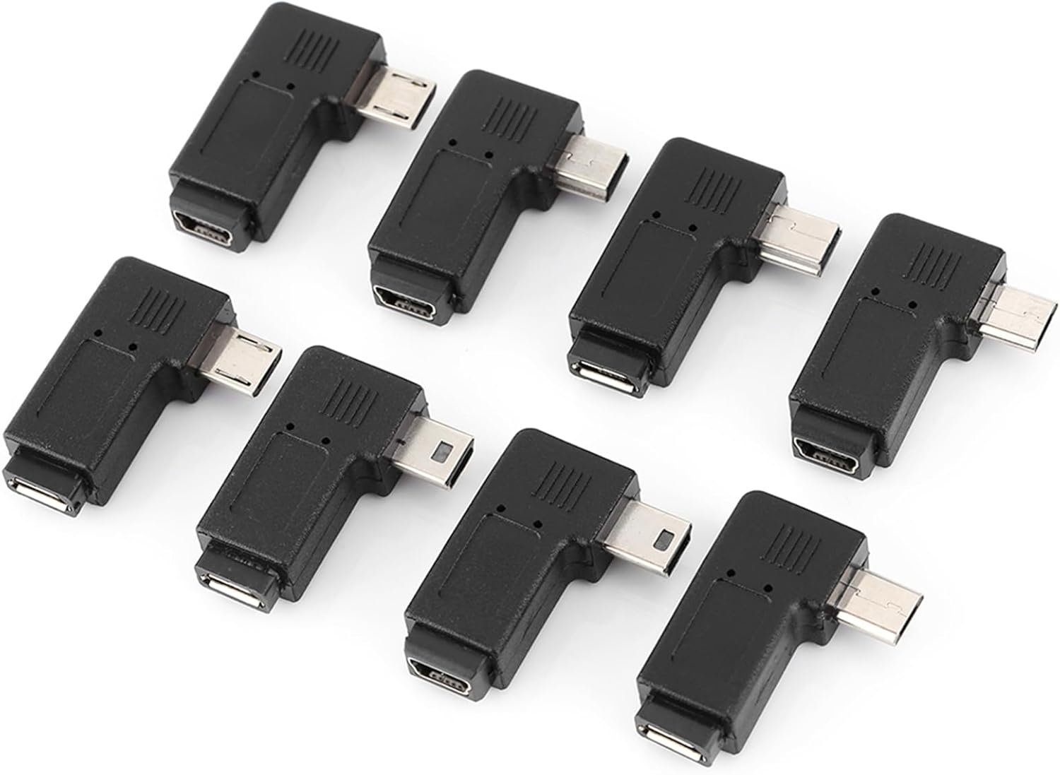 Pack of 40 USB 2.0 Adapters - Angled Mini Micro Type B Male to Female Converters, Durable Connectors for Easy Device Compatibility image number 2