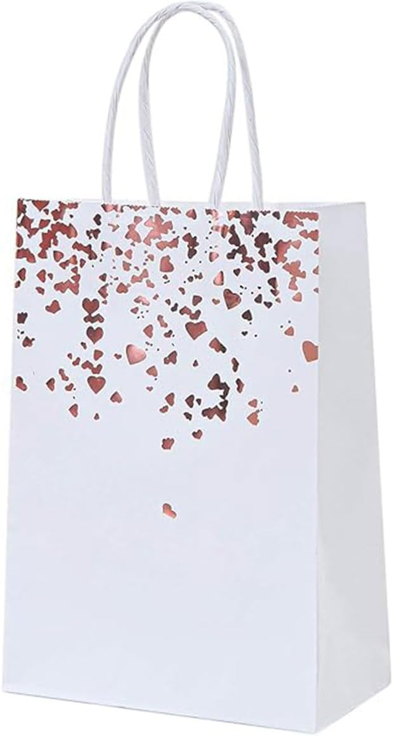 AIMALL Elegant Kraft Paper Bags with Bronze Heart Detail, 30 Pieces, Sturdy and Reusable, 6.3 X 3.1 X 8.6 Inch