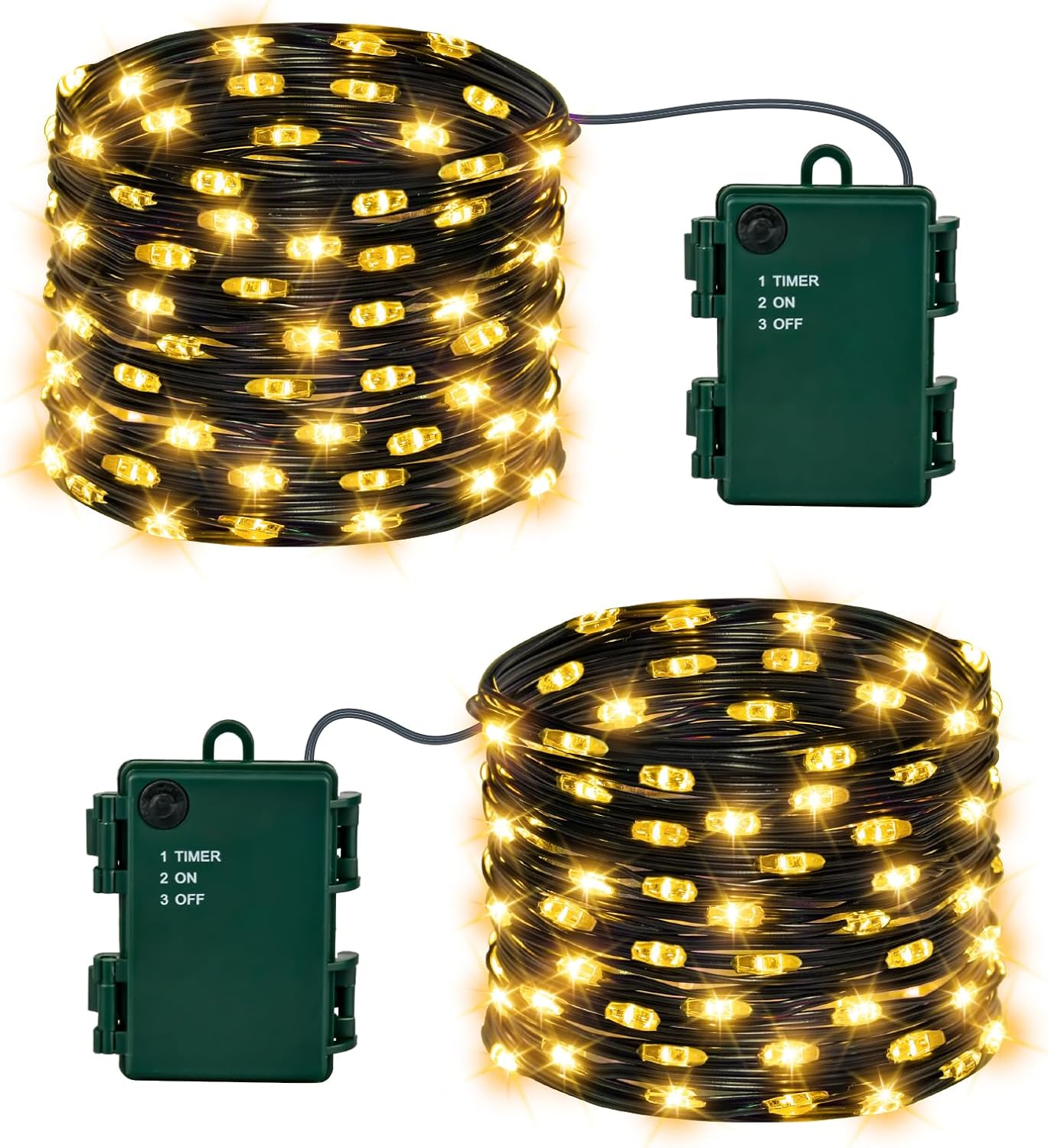 Isisyu Pack of 2 Fairy Lights Battery, 5 M 50 LED Warm White Micro Fairy Lights Battery Operated with Timer, IP65 Waterproof Christmas Lighting for Outdoor and Indoor, Wedding, Tree, Room, Garden image number 3