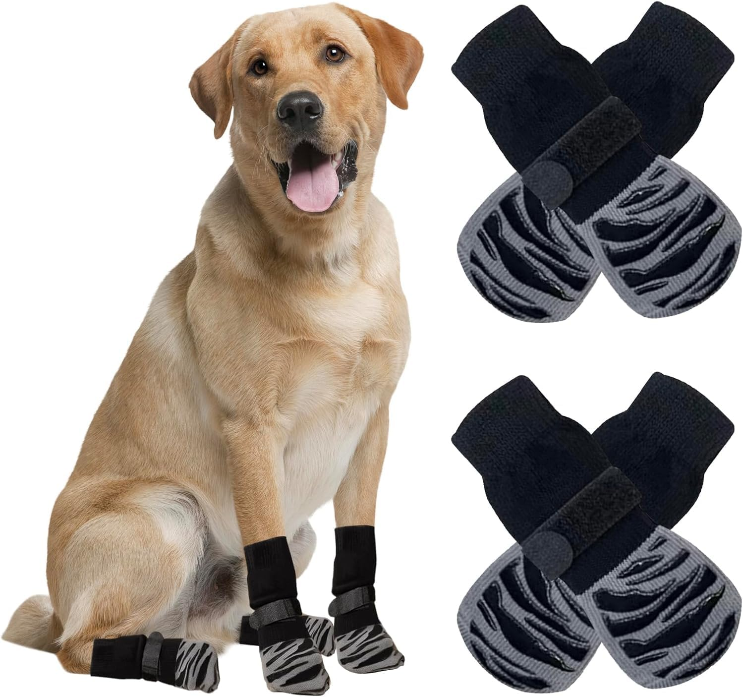 Anti Slip Dog Grip Sock with Adjustable Strap, 4Pcs Anti-Slip Dog Socks,Anti-Slip Dog Sock Dog Paw Protector Grip Sock,Non Slip Dog Sock anti Slip Paw Protectors Dog Sock,Anti Slip Dog Sock,M Size