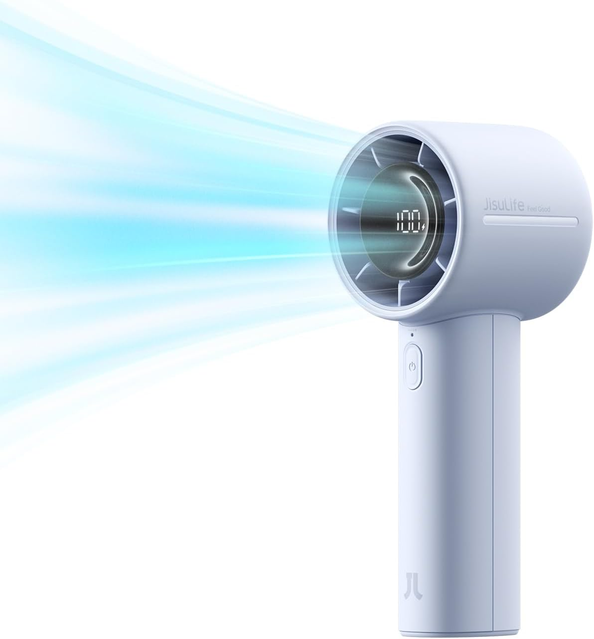 JISULIFE Handheld Turbo Fan, 5000Mah Rechargeable Portable Fans,Up to 28 Hours Cooling,5 Speed Strong Wind,Personal Mini Fan for Travel Outdoor Camping Beach Makeup (Blue) image number 7