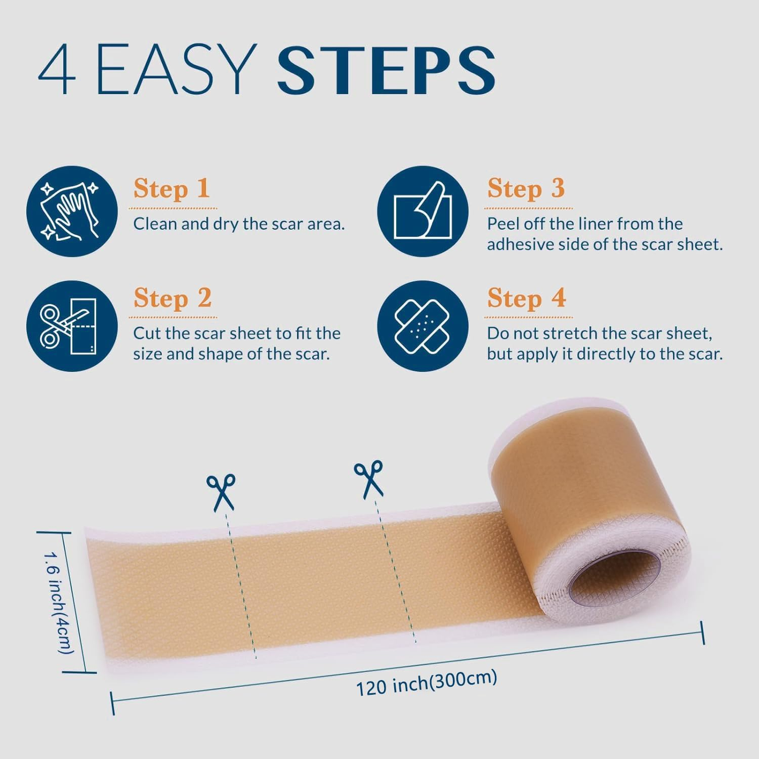 Silicone Scar Tape (4X300Cm Roll-3M), Silicone Scar Sheets, Scar Tape for Surgical Scars, Silicone Tape for Scars, Scar Sheets for Surgical Scars, C-Section, Tummy Tuck and Keloid image number 1