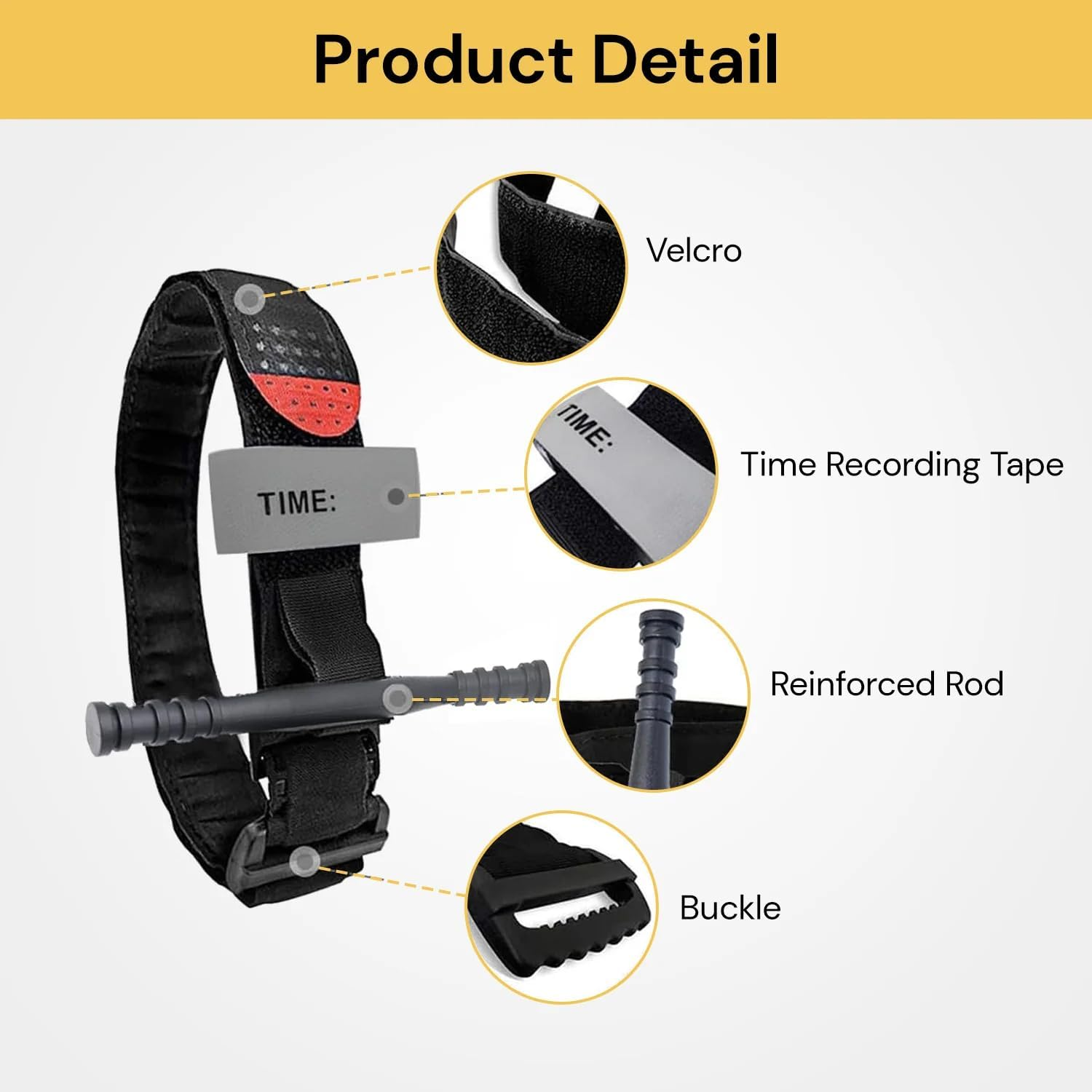 EZONEDEAL Outdoors Camping Spinning Military Combat Emergency Tourniquet - One-Handed Operation Tourniquet Medical First Aid Equipment for Family Children School Training image number 4