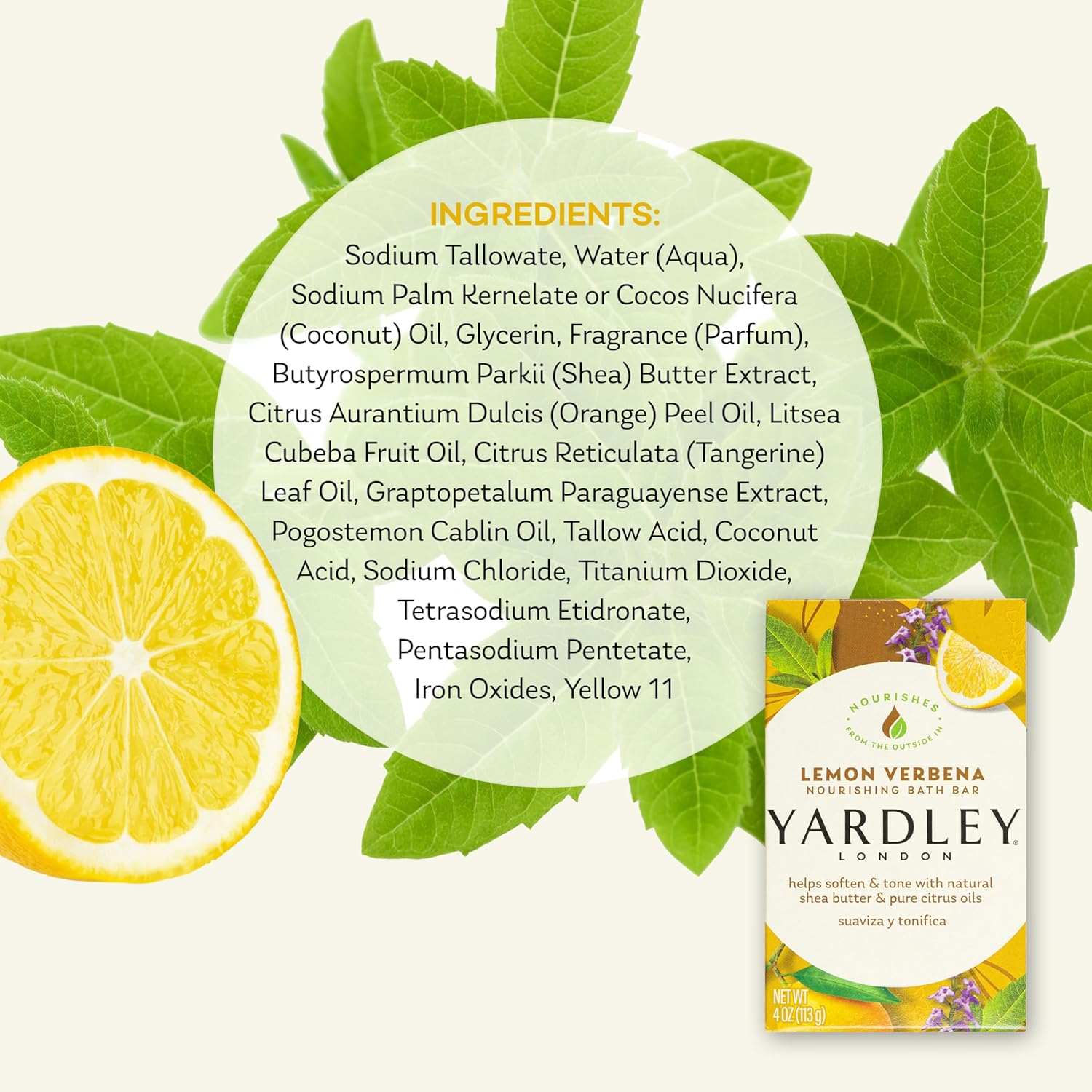 Yardley London Lemon Verbena Naturally Moisturizing Bath Bar, 4.25 Ounce image number 6