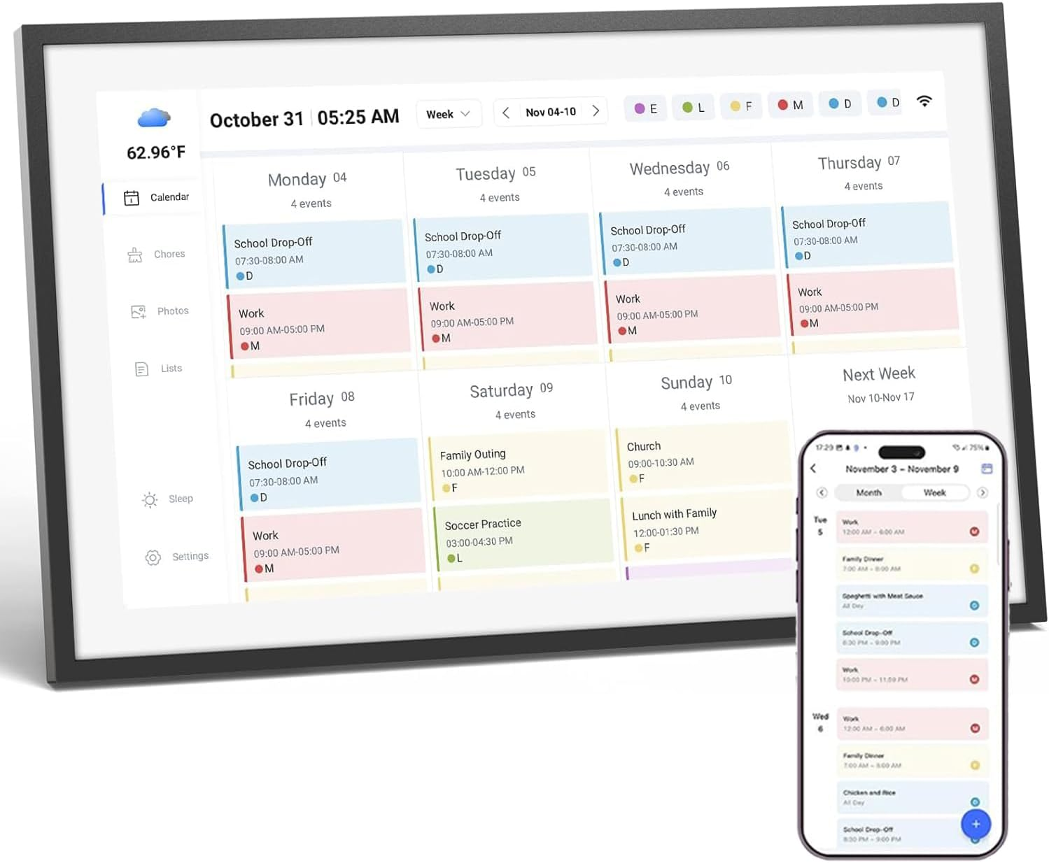 Digital Calendar 15.6Inch Smart Calendar & Full HD Chore Chart & Electronic Calendar for Home, Smart WIFI Touchscreen Interactive Display for Family Schedules, Wall-Mounted (15.6 Inch White)