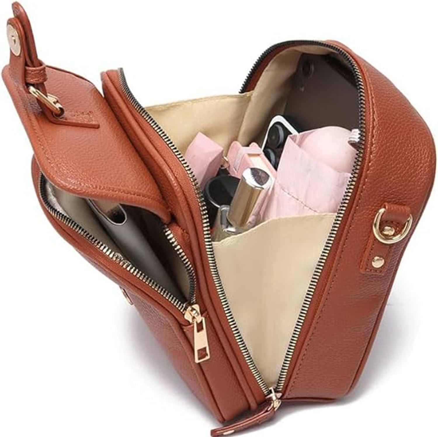 Collaboraten1 Crossbody Leather Bag, Forcipower Crossbody Bag for Women, Vintage Cross Body Shoulder Purse, Anti-Theft image number 2