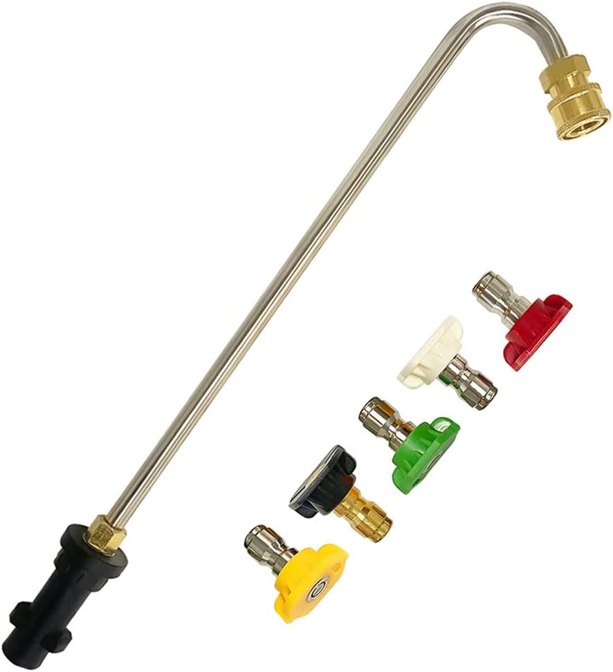 Gutter Cleaning Tools for Karcher K2 K3 K4 K5 K6 K7, Pressure Washer Extension Wand Gutter Cleaner Lance with 5 Pcs Spray Nozzles for Pressure Washer Water Broom Undercarriage Cleaner (U)