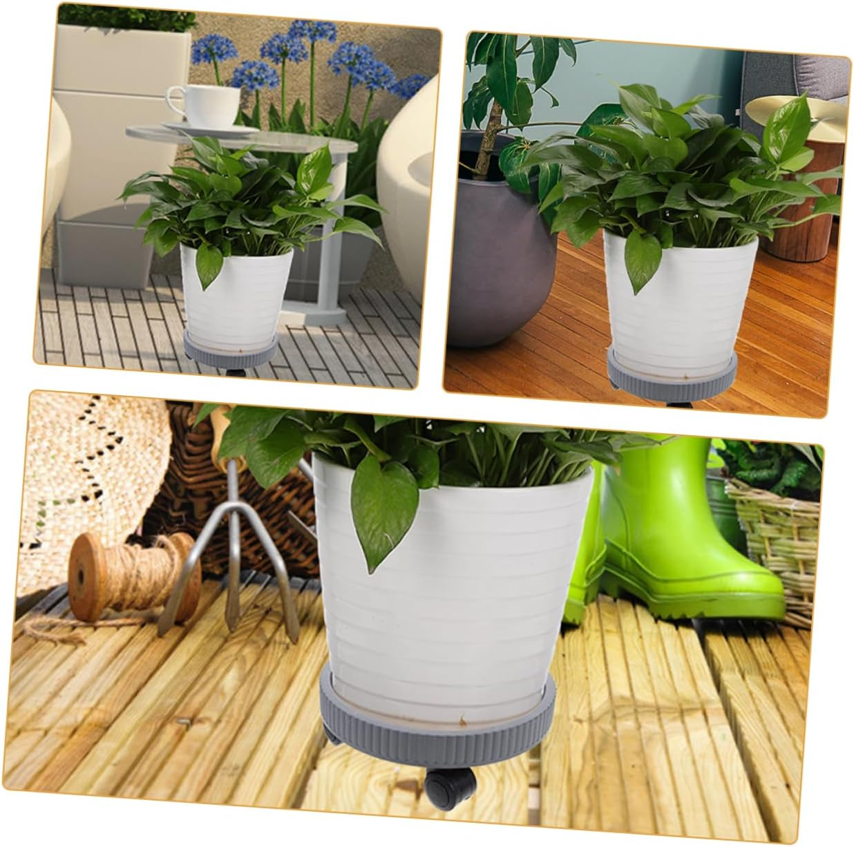 SUPVOX 2Pcs Thickened Mobile Roller Pallet Plastic Gardening Pot Tray Flowerpot Holder Wheels for Indoor Plants Plant Stand image number 6