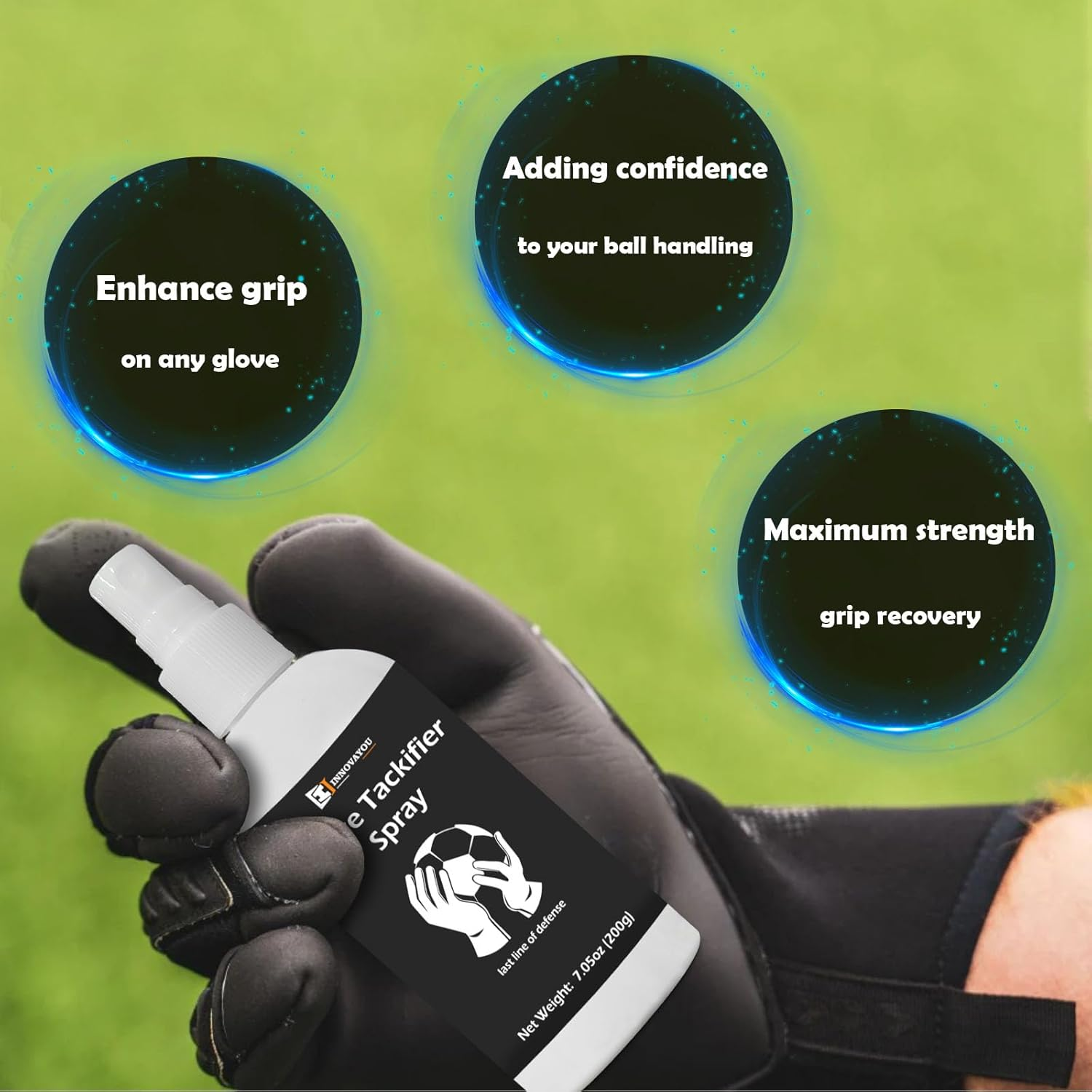 INNOVAYOU Glove Tackifier Spray Set, Glove Tackifier Spray 200Ml and Glove Anti-Adhesive Spray 100Ml, Increased Holding Power and Stickiness, Grip Training for Beginner Goal Keeper image number 1