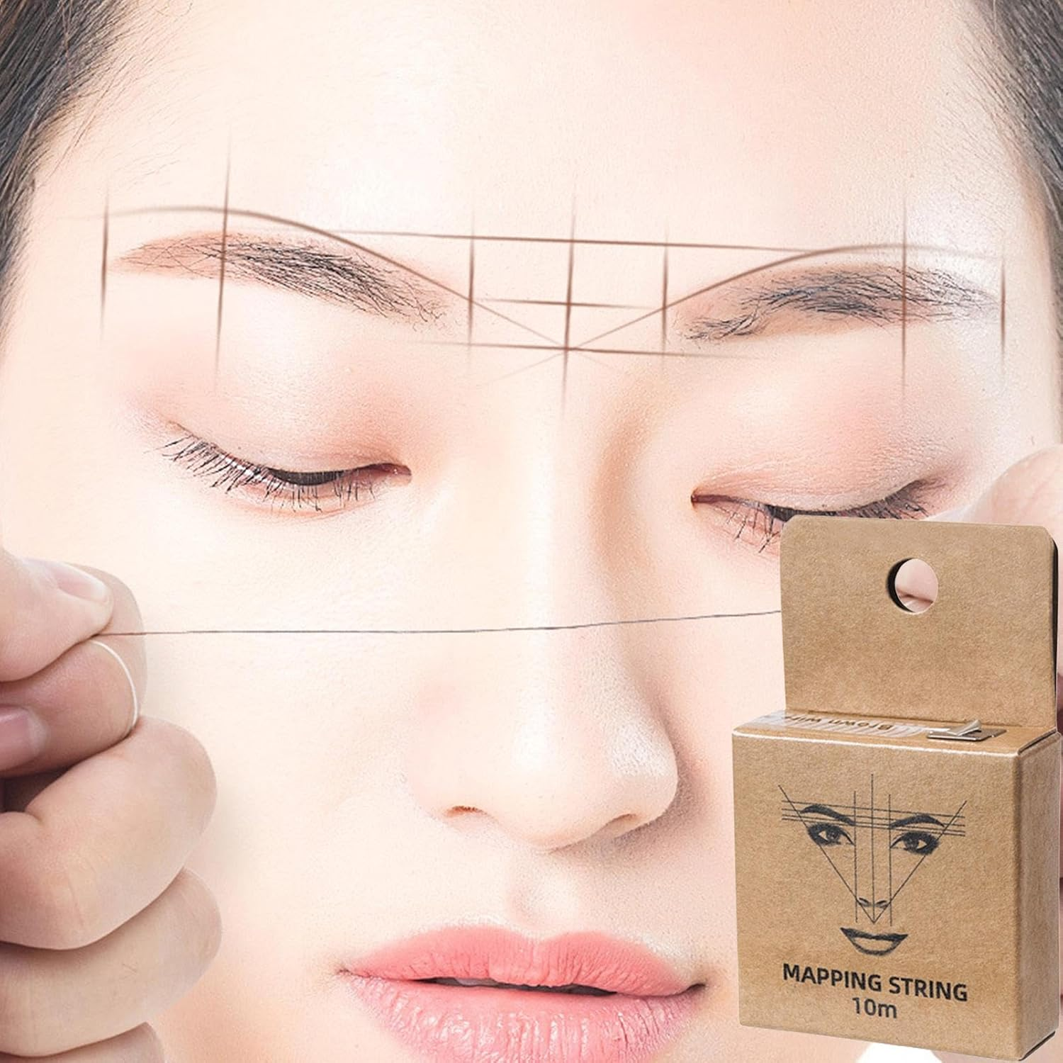 Eyebrow String Mapping, Eyebrow String Mapping,Brown Eyebrow Mapping | Pre-Inked String for Eyebrow Mapping Measuring Tool for Marking image number 5