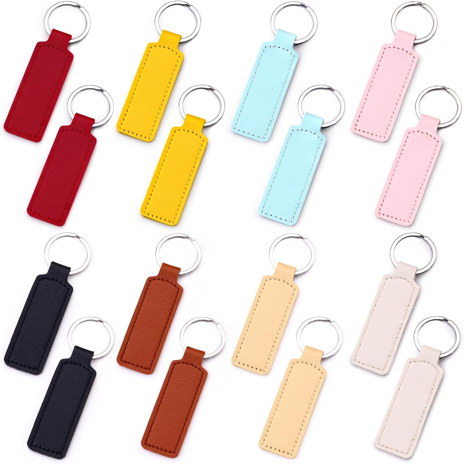 NEETUE 16 PCS Blank Leather Keychains, DIY Keychains PU Leather Key Chains for Pendant Ornament Making, Car Key Chain Making image number 1